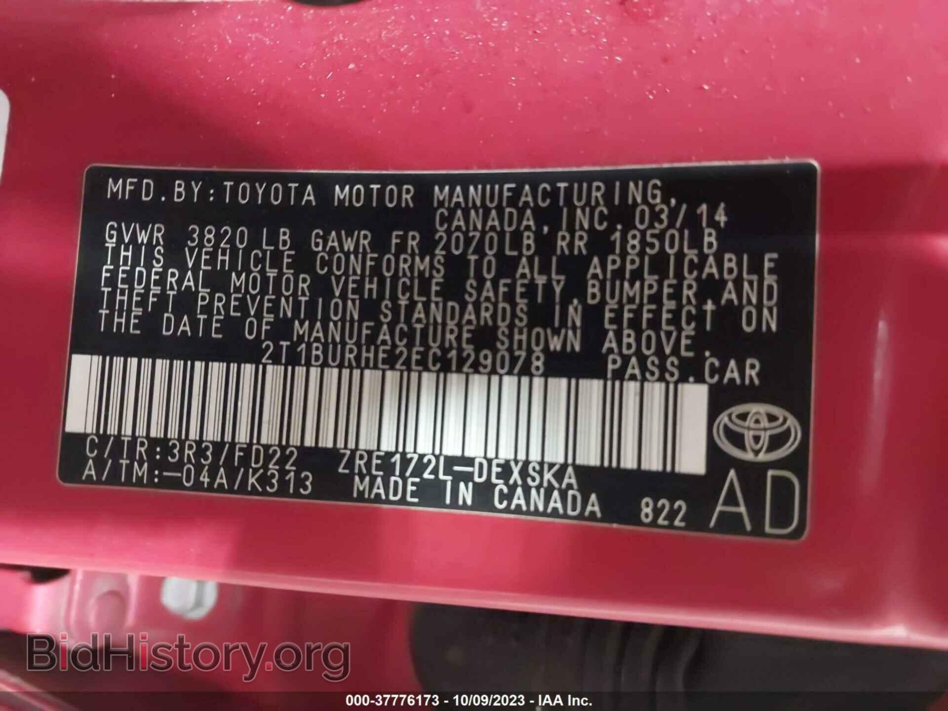 2014 TOYOTA COROLLA - VIN: 2T1BURHE2EC129078 - Photo 9
