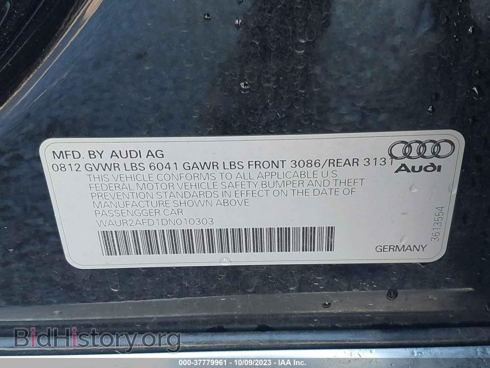 2013 AUDI A8 L - VIN: WAUR2AFD1DN010303 - Photo 9