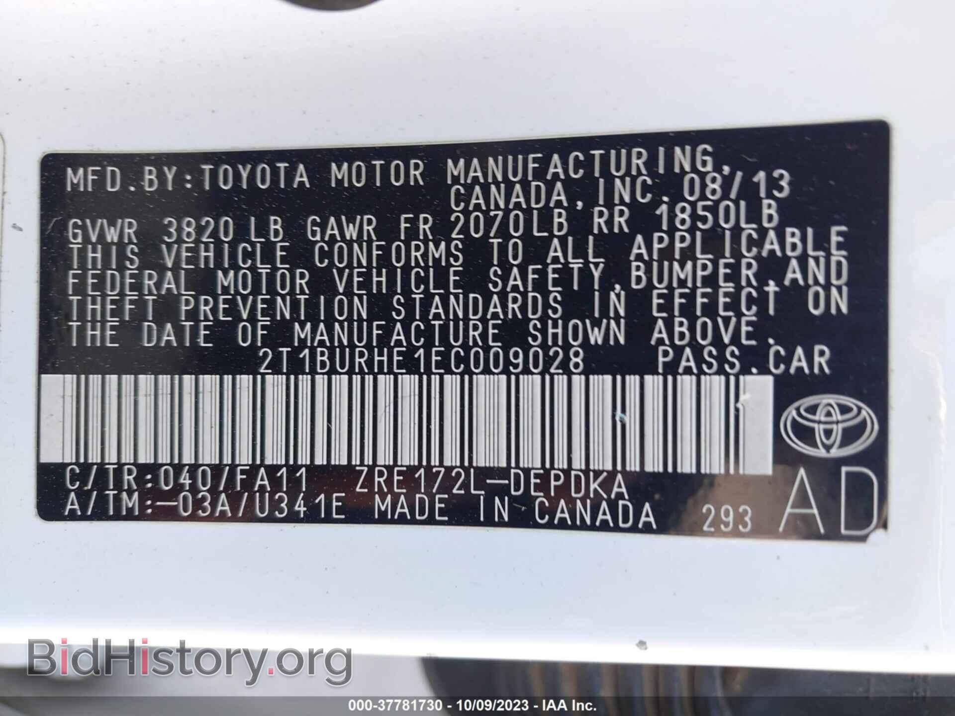 2014 TOYOTA COROLLA - VIN: 2T1BURHE1EC009028 - Photo 9