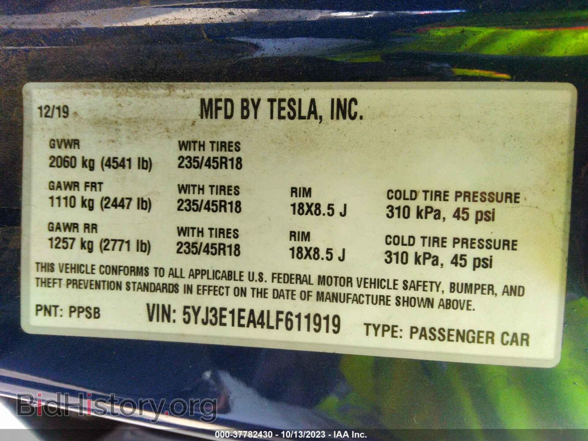 2020 TESLA MODEL 3 - VIN: 5YJ3E1EA4LF611919 - Фото 9