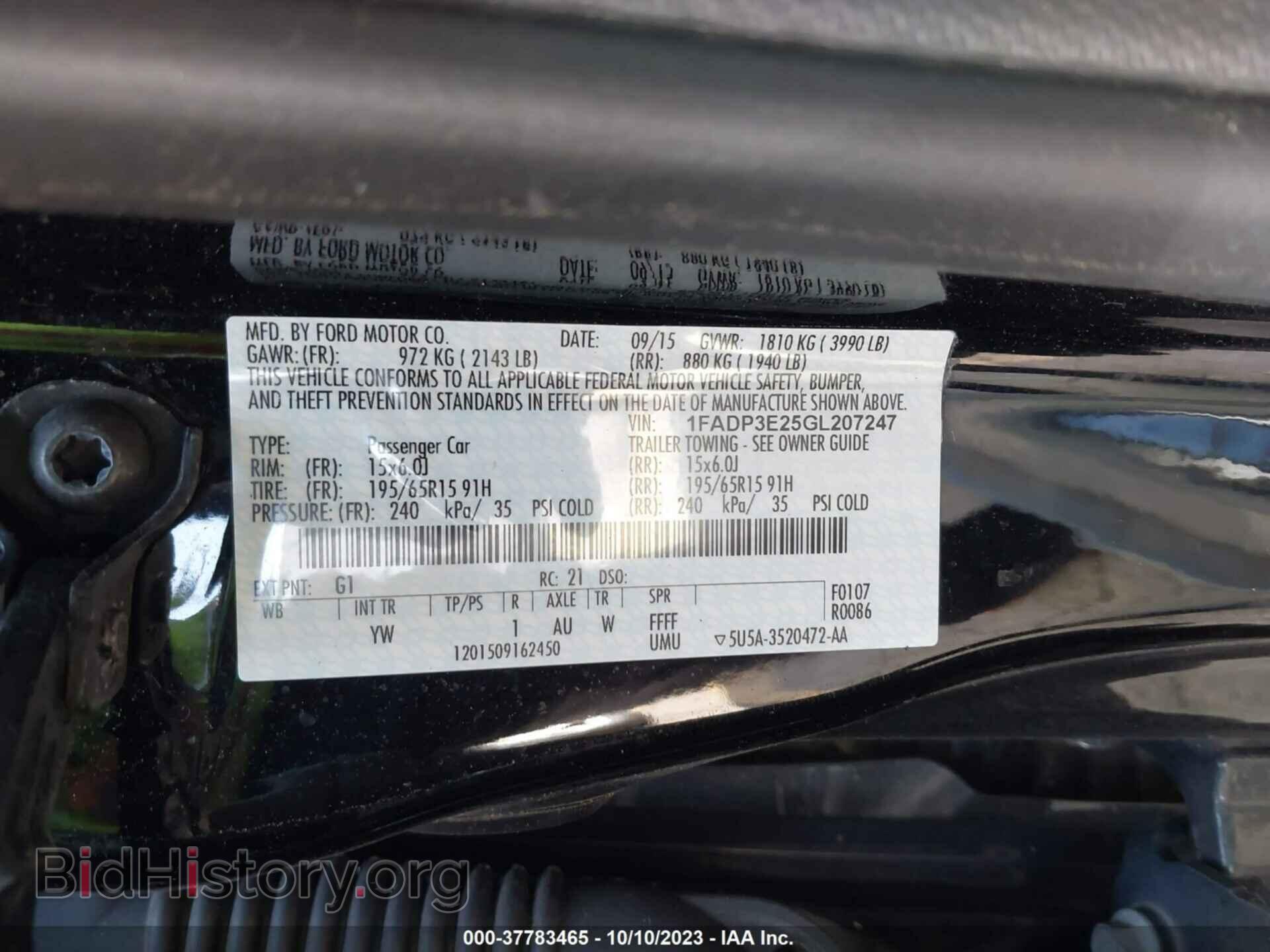 2016 FORD FOCUS - VIN: 1FADP3E25GL207247 - Фото 9