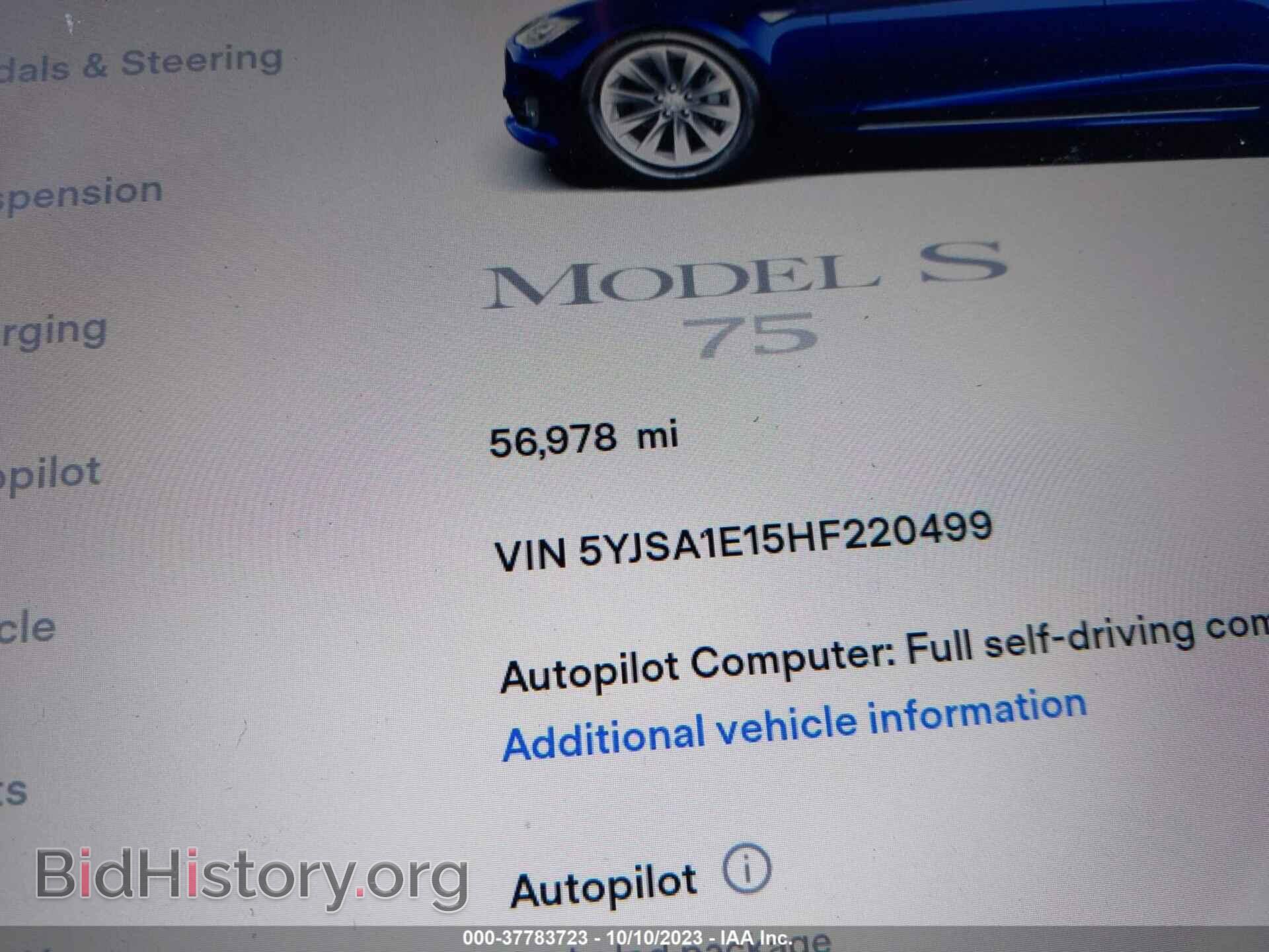 2017 TESLA MODEL S - VIN: 5YJSA1E15HF220499 - Photo 13