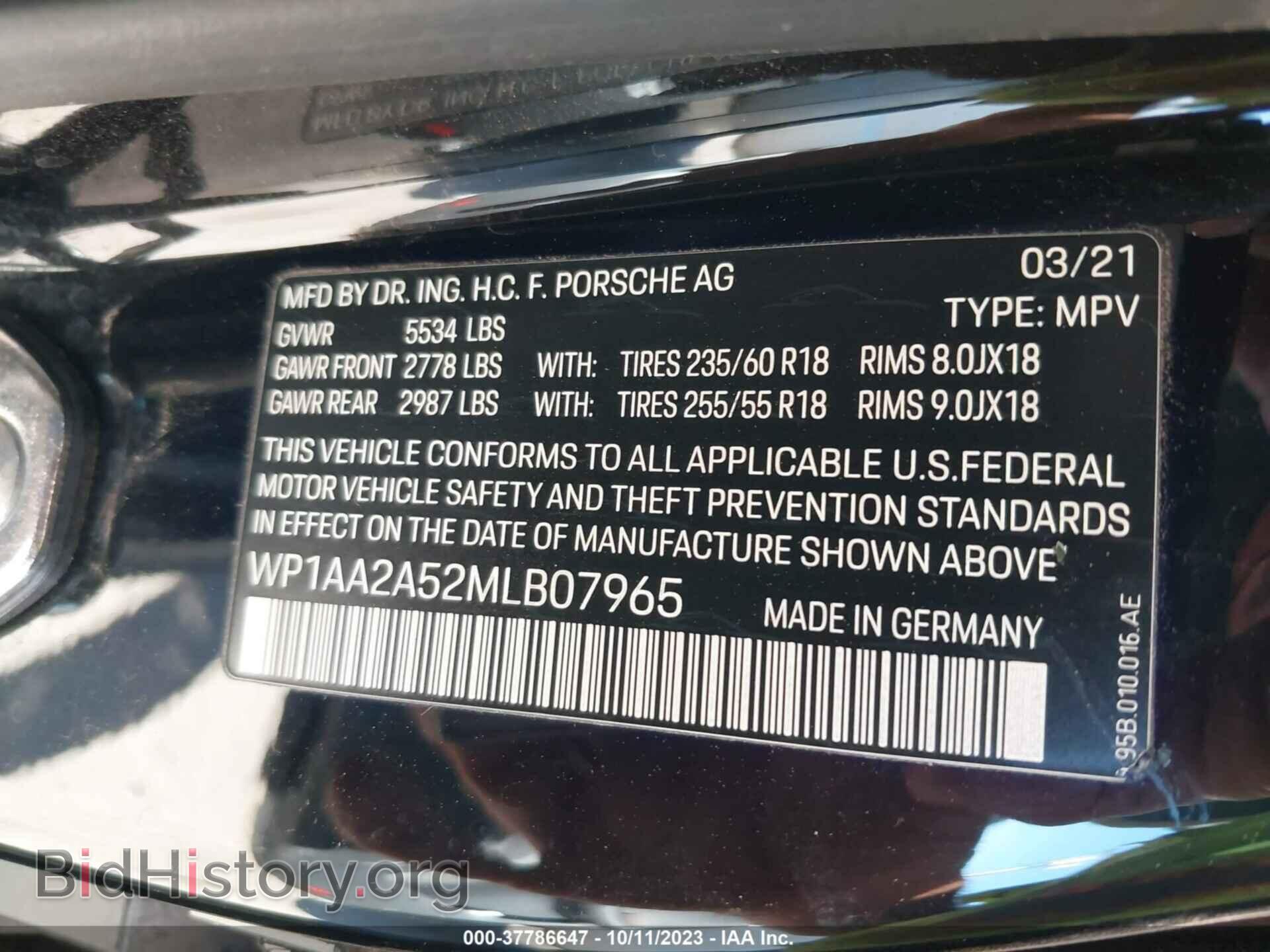 2021 PORSCHE MACAN - VIN: WP1AA2A52MLB07965 - Photo 9