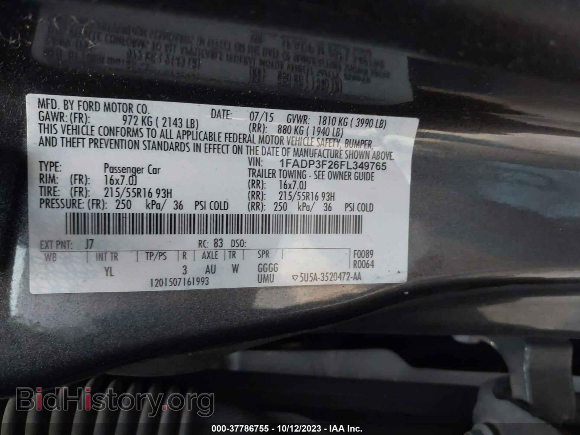 2015 FORD FOCUS - VIN: 1FADP3F26FL349765 - Фото 9