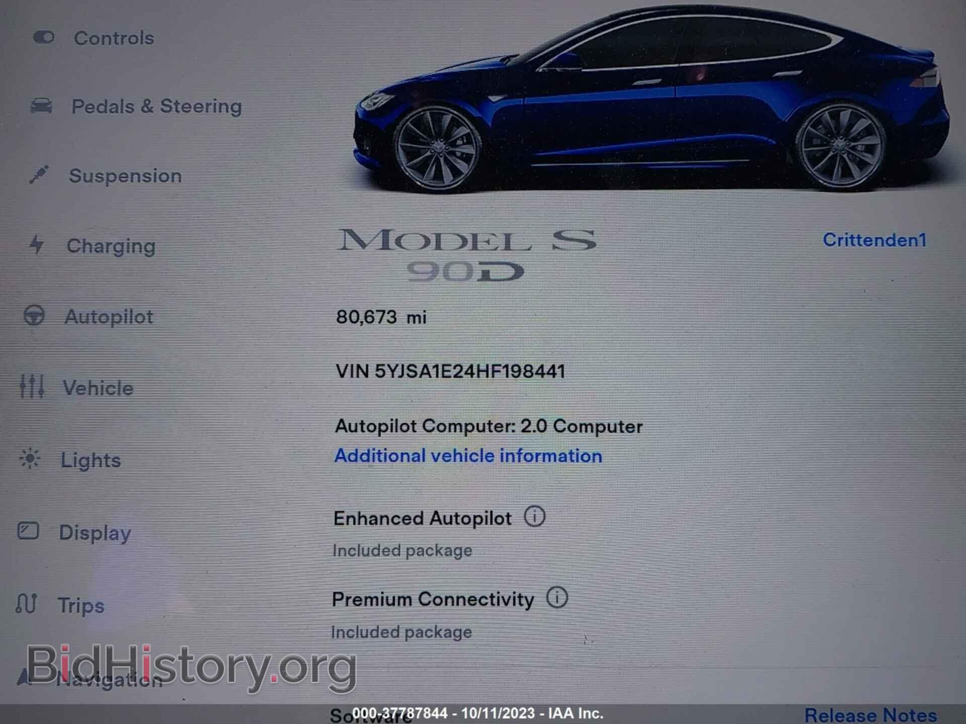 2017 TESLA MODEL S - VIN: 5YJSA1E24HF198441 - Фото 7