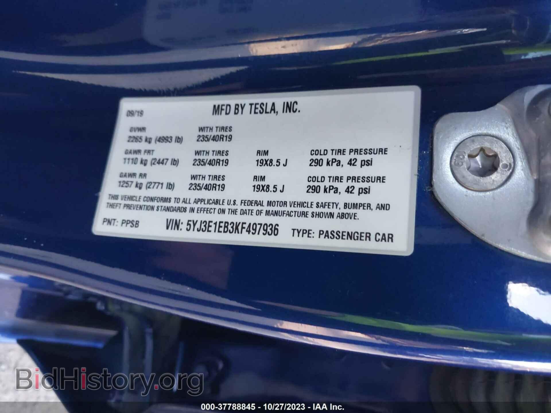 2019 TESLA MODEL 3 - VIN: 5YJ3E1EB3KF497936 - Photo 9