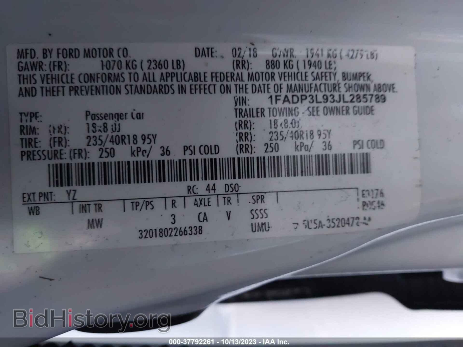 2018 FORD FOCUS - VIN: 1FADP3L93JL285789 - Фото 9
