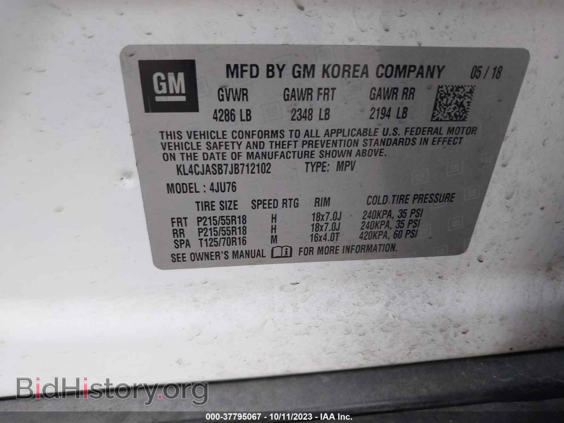 2018 BUICK ENCORE - VIN: KL4CJASB7JB712102 - Фото 9