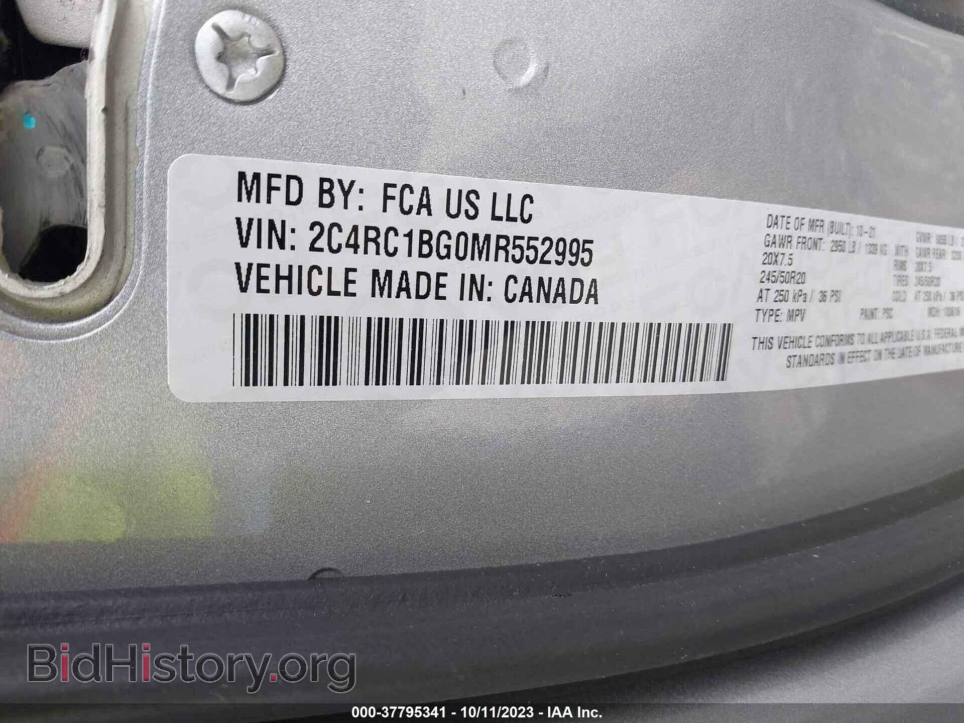 2021 CHRYSLER PACIFICA - VIN: 2C4RC1BG0MR552995 - Photo 9