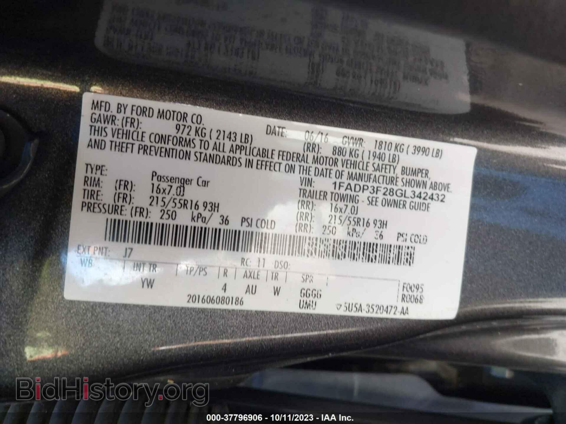 2016 FORD FOCUS - VIN: 1FADP3F28GL342432 - Фото 9