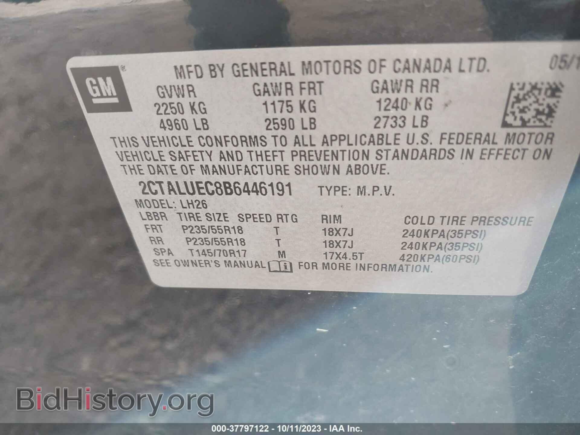 2011 GMC TERRAIN - VIN: 2CTALUEC8B6446191 - Photo 9