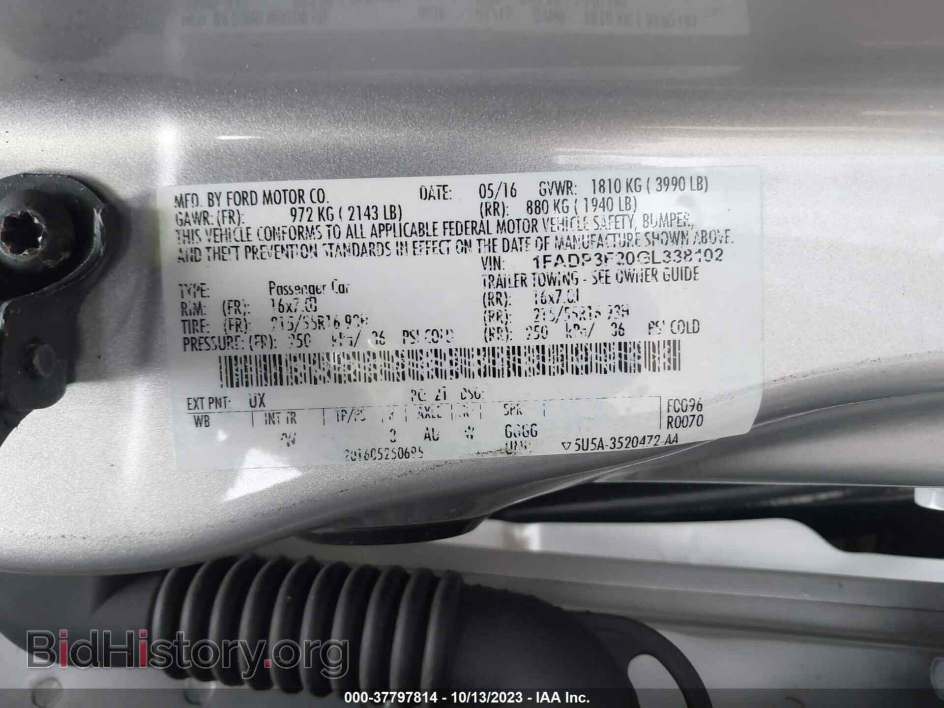 2016 FORD FOCUS - VIN: 1FADP3F20GL338102 - Фото 9