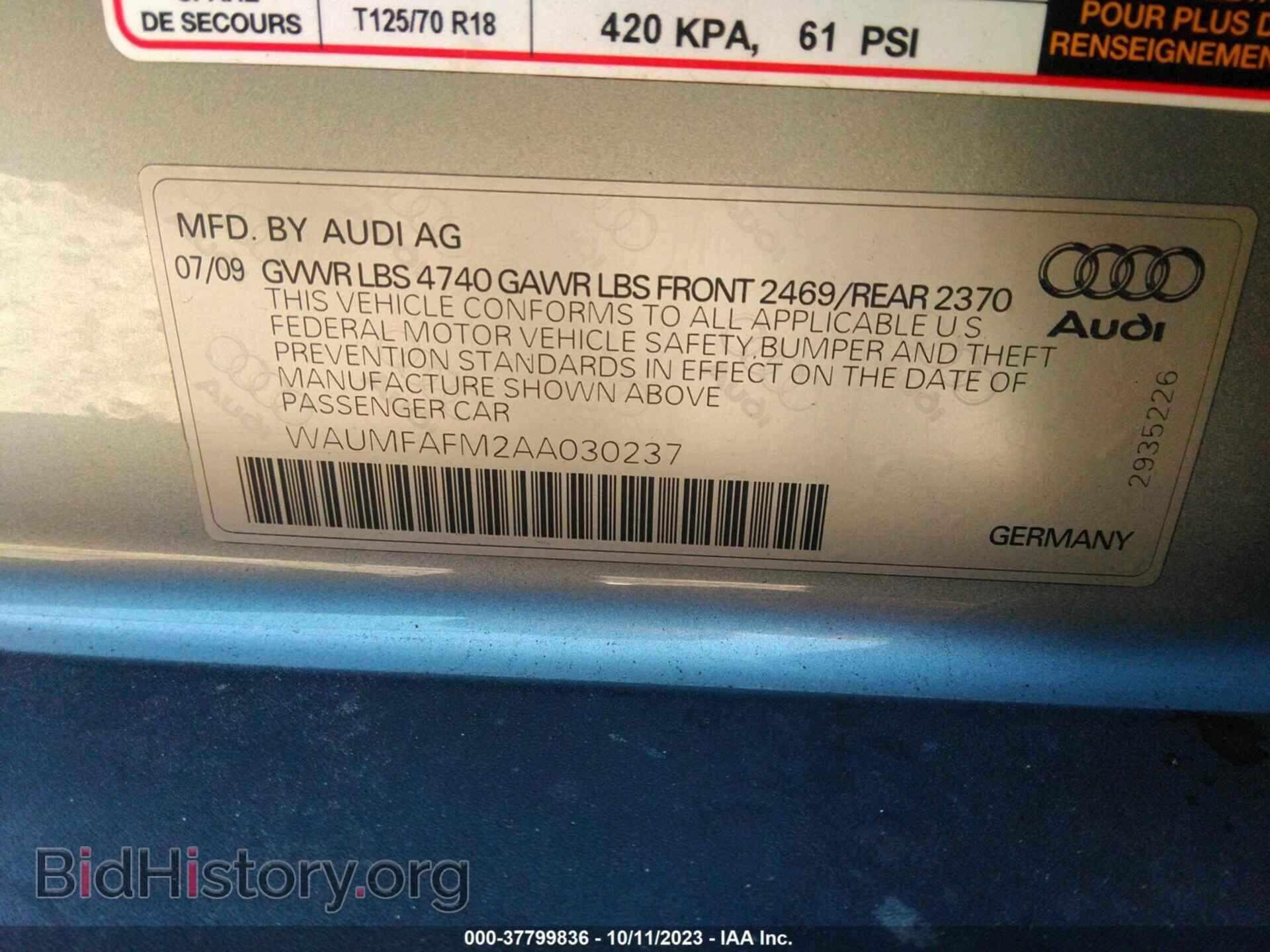 2010 AUDI A3 - VIN: WAUMFAFM2AA030237 - Фото 9