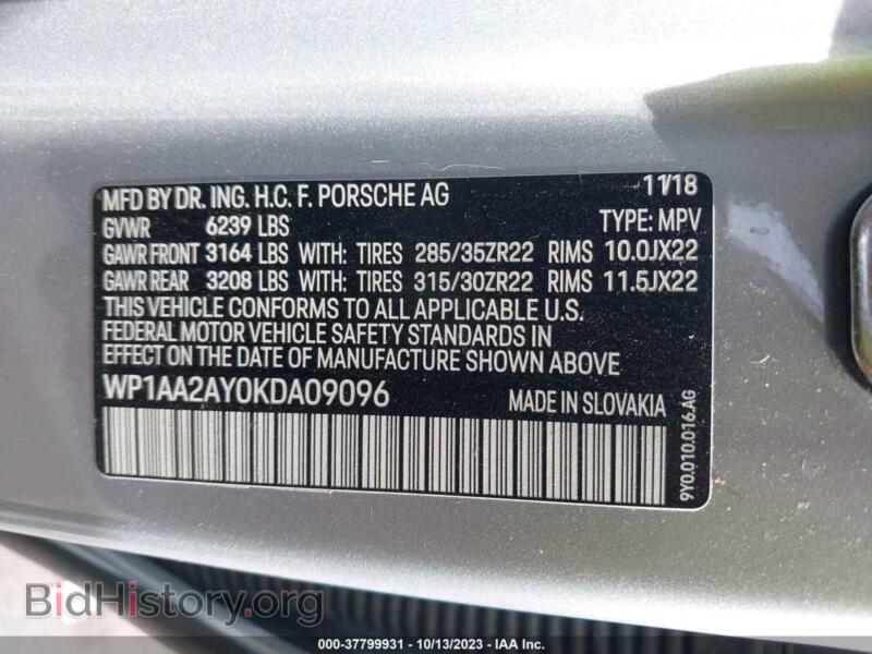 2019 Porsche CAYENNE (VIN WP1AA2AY0KDA09096) — photo 9 of 16