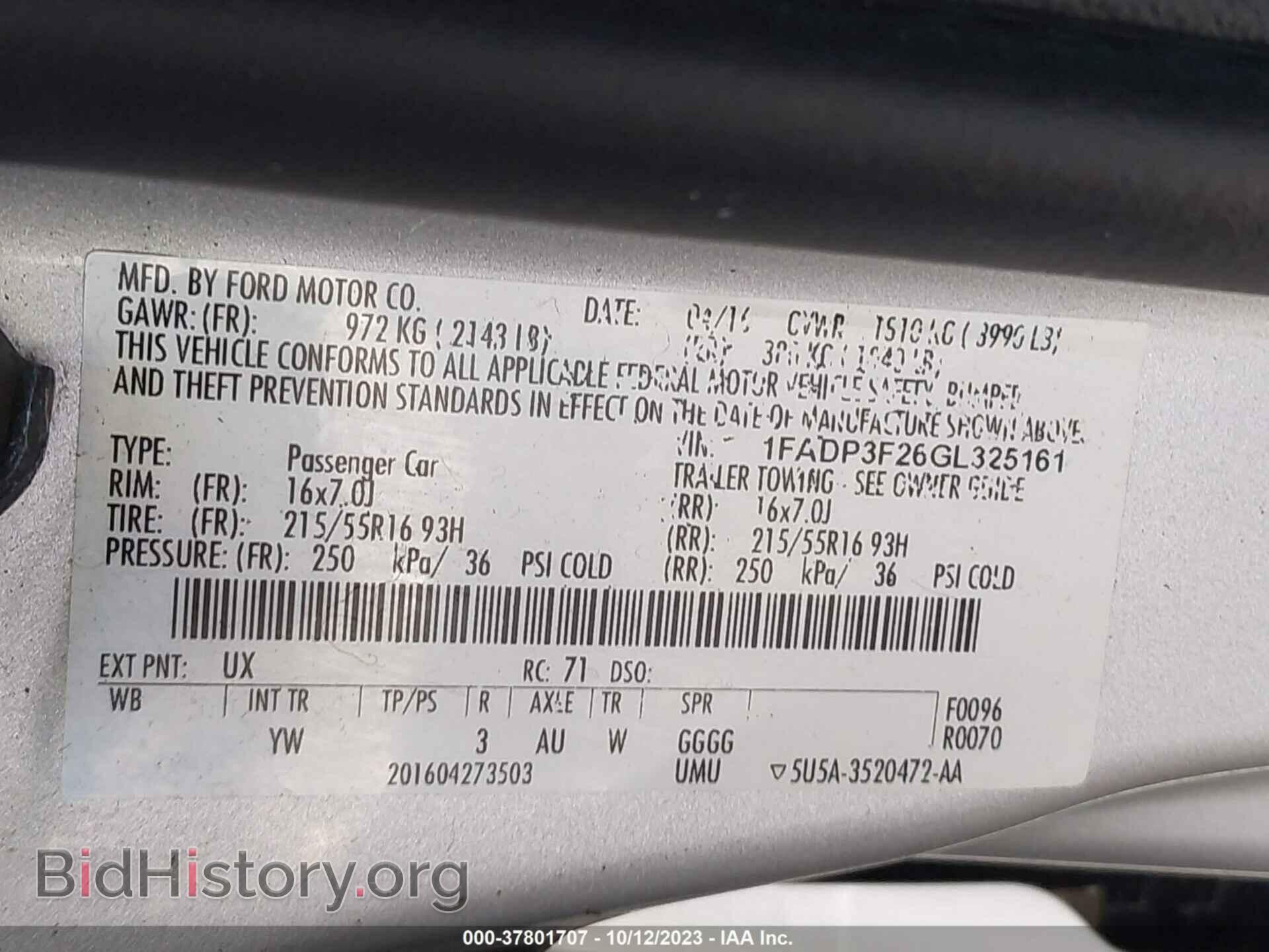 2016 FORD FOCUS - VIN: 1FADP3F26GL325161 - Фото 9