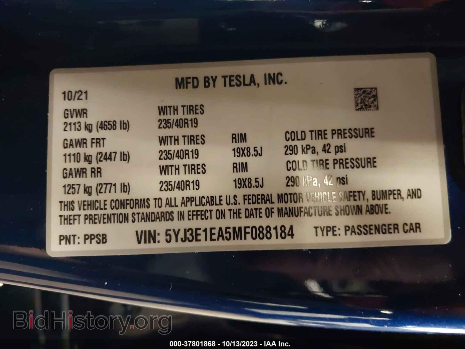 2021 TESLA MODEL 3 - VIN: 5YJ3E1EA5MF088184 - Photo 9