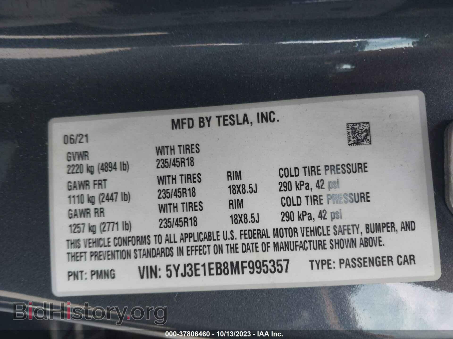 2021 TESLA MODEL 3 - VIN: 5YJ3E1EB8MF995357 - Photo 9