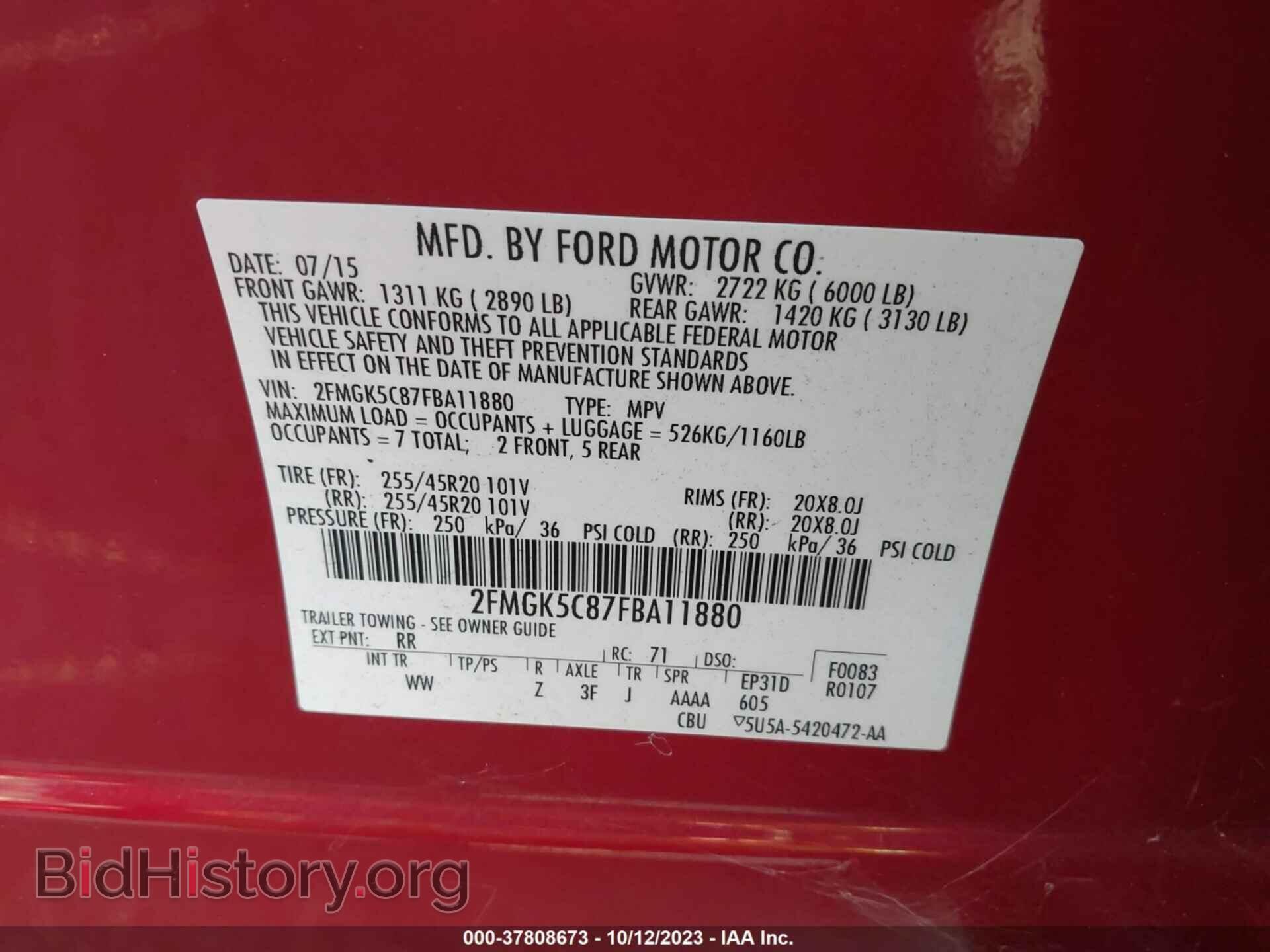 2015 FORD FLEX - VIN: 2FMGK5C87FBA11880 - Photo 9