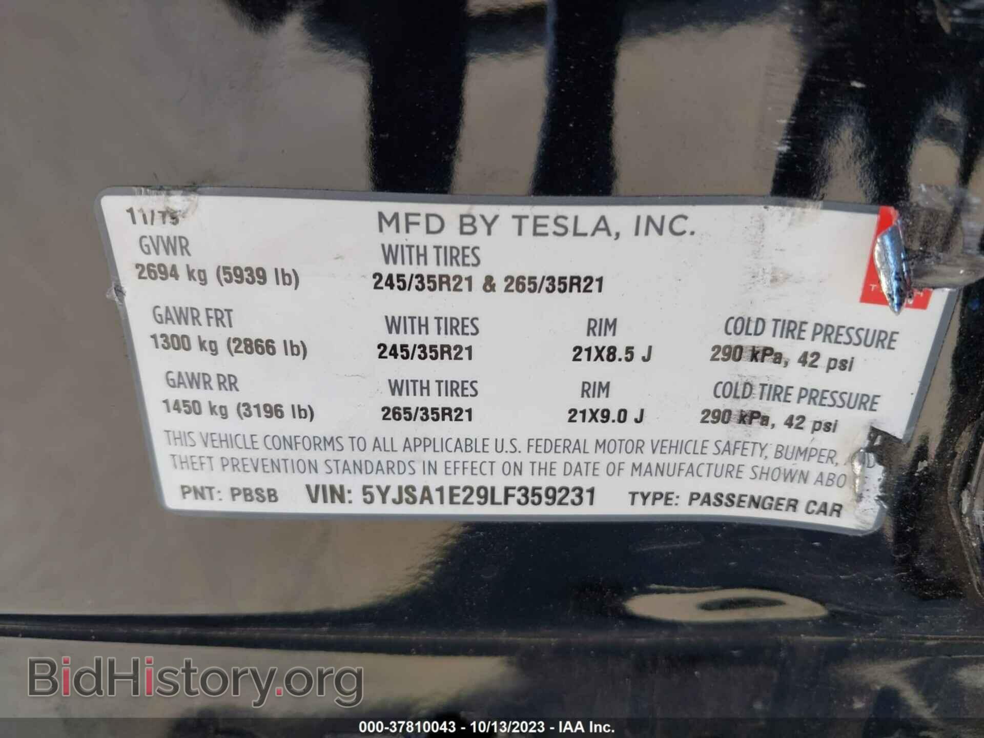 2020 TESLA MODEL S - VIN: 5YJSA1E29LF359231 - Photo 9