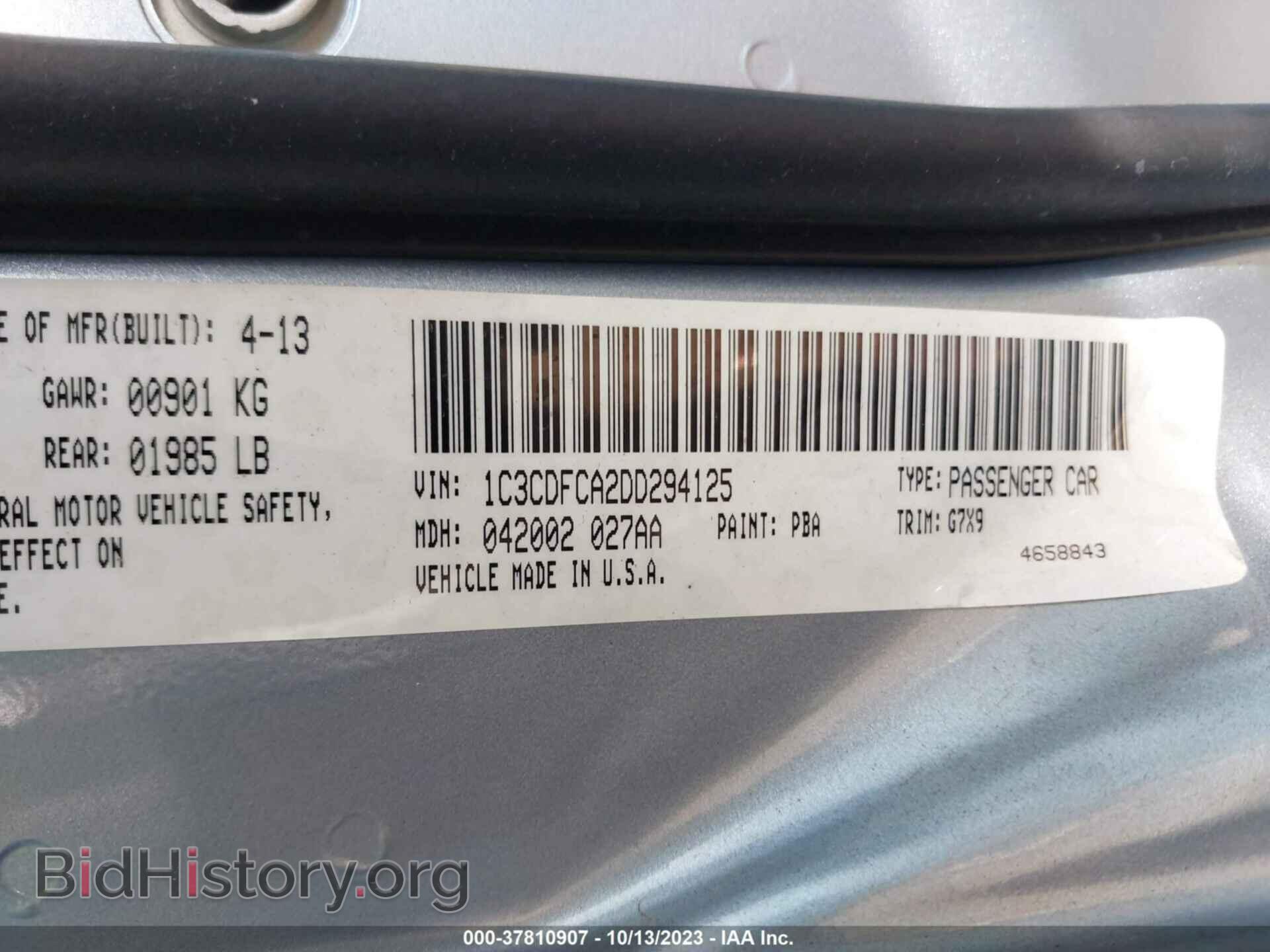 2013 DODGE DART - VIN: 1C3CDFCA2DD294125 - Photo 9