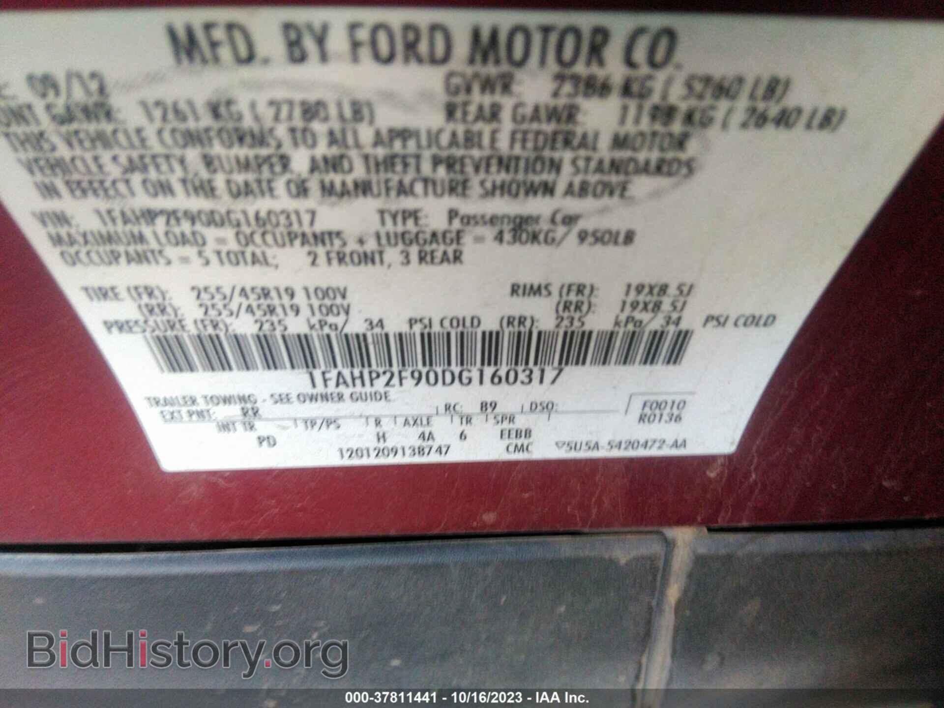 2013 FORD TAURUS - VIN: 1FAHP2F90DG160317 - Photo 9