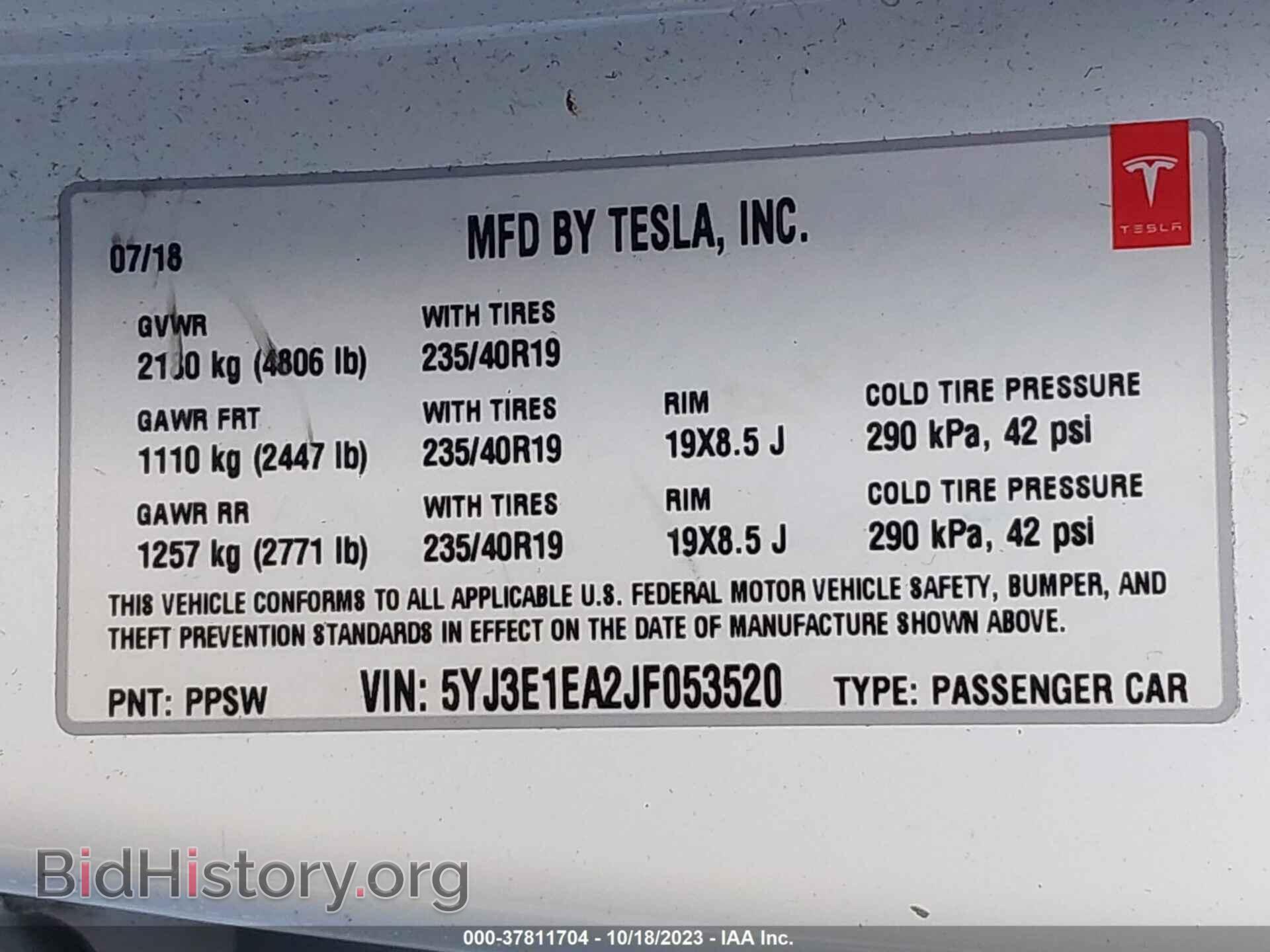 2018 TESLA MODEL 3 - VIN: 5YJ3E1EA2JF053520 - Photo 9