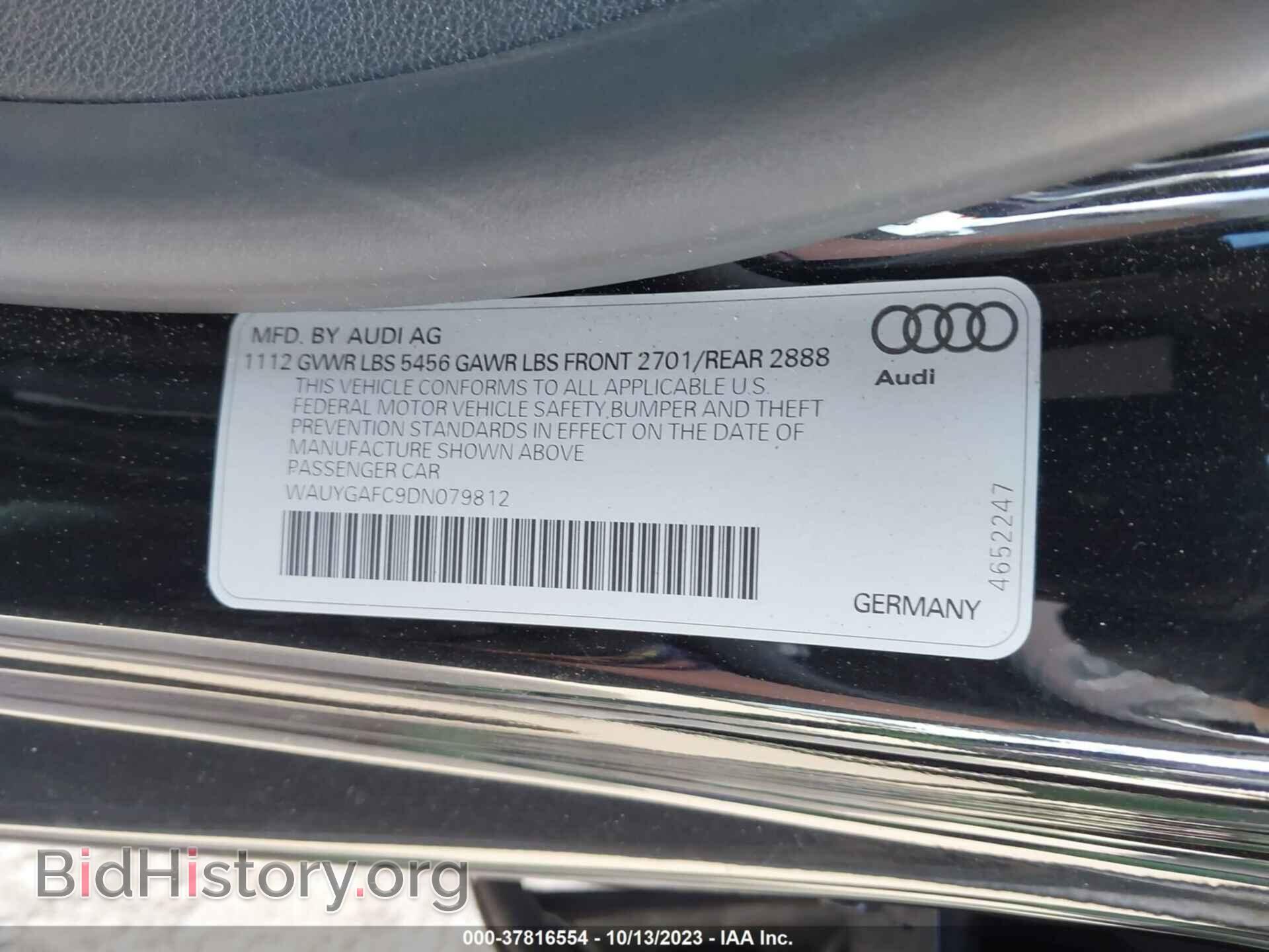2013 AUDI A7 - VIN: WAUYGAFC9DN079812 - Фото 9
