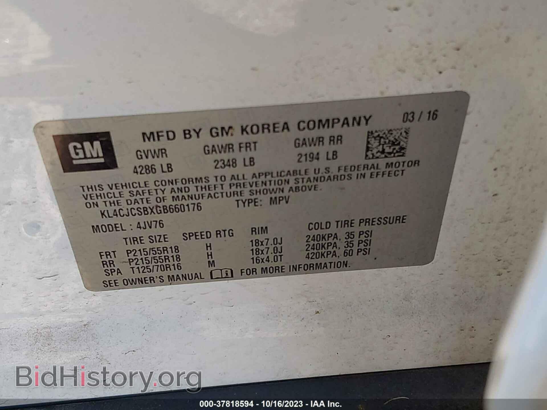 2016 BUICK ENCORE - VIN: KL4CJCSBXGB660176 - Photo 9