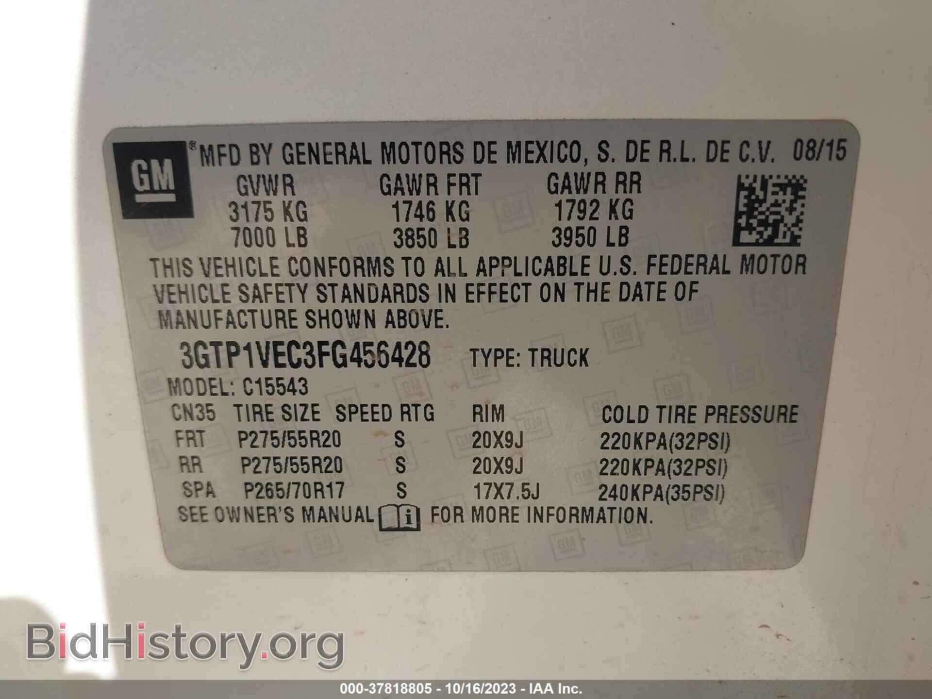 2015 GMC SIERRA 1500 - VIN: 3GTP1VEC3FG456428 - Photo 9
