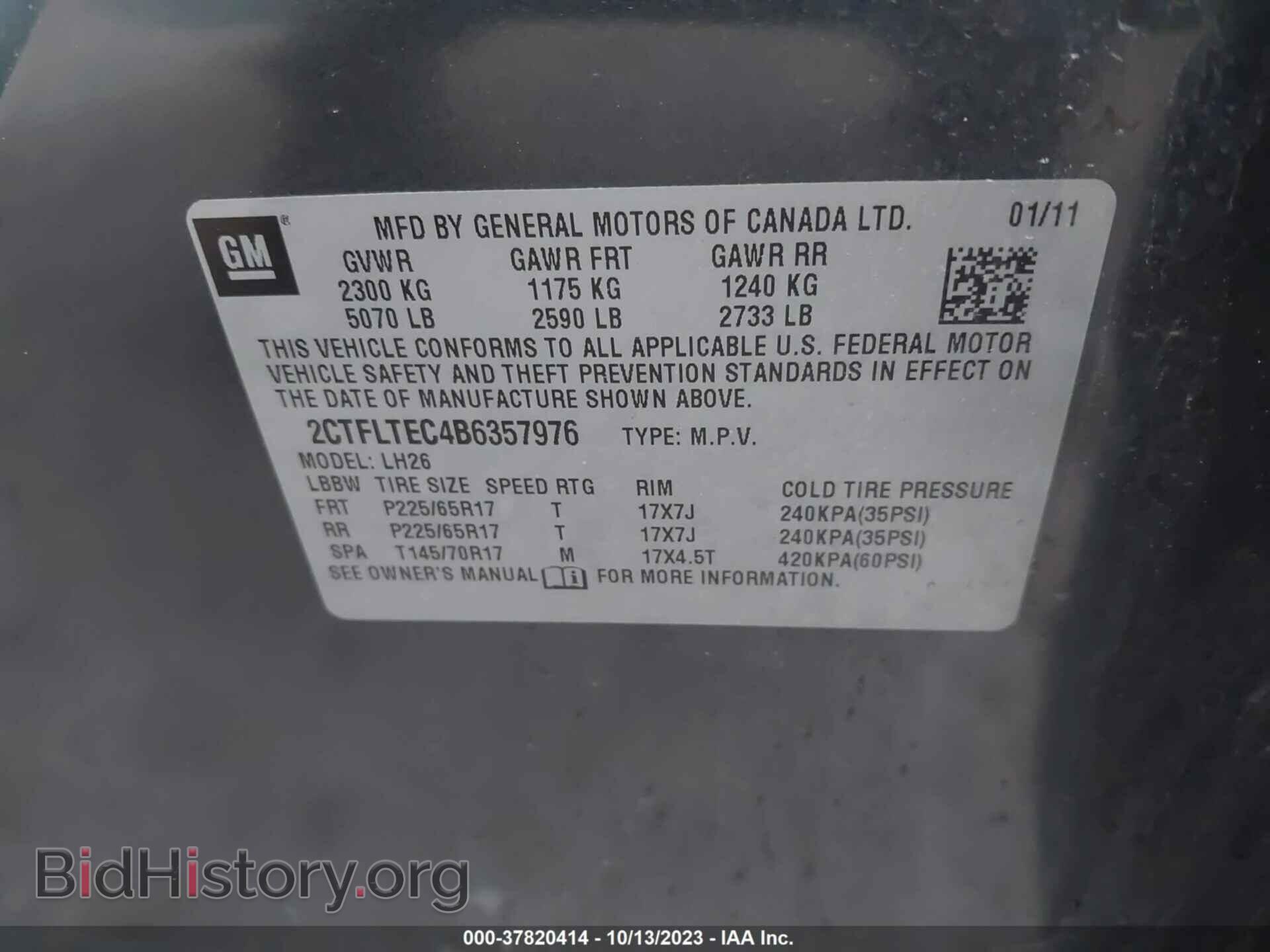2011 GMC TERRAIN - VIN: 2CTFLTEC4B6357976 - Photo 9