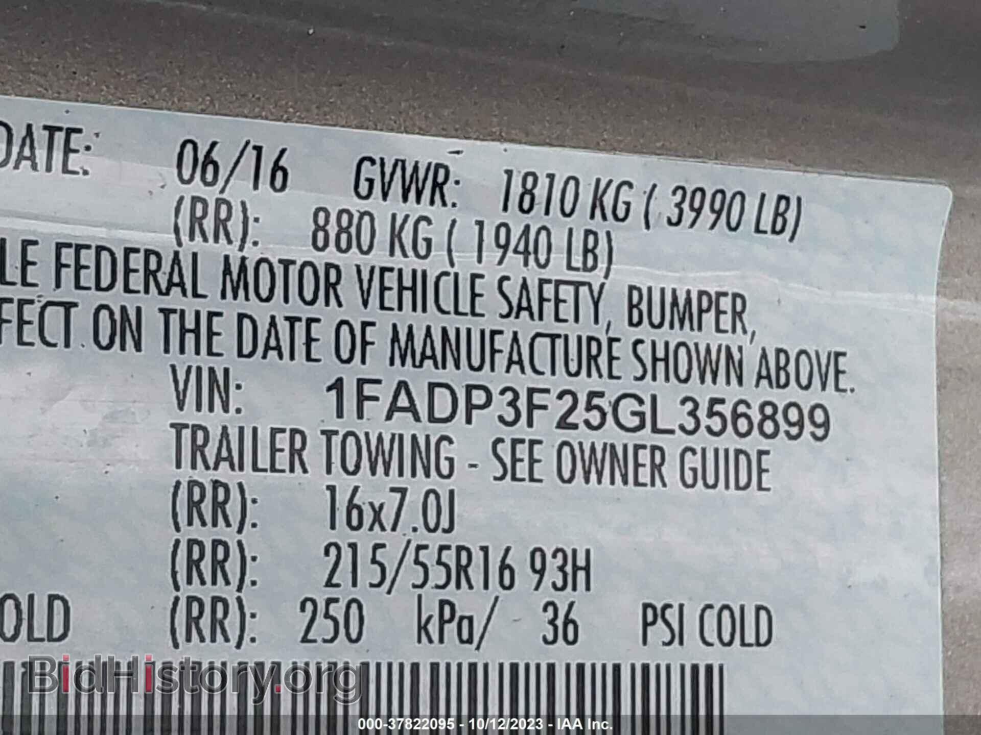 2016 FORD FOCUS - VIN: 1FADP3F25GL356899 - Фото 9
