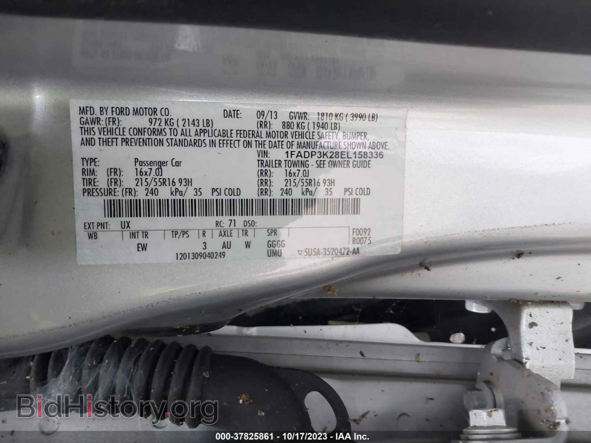 2014 FORD FOCUS - VIN: 1FADP3K28EL158336 - Фото 9