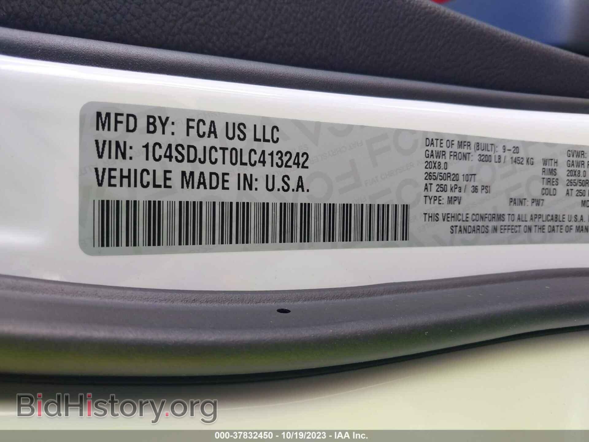 2020 DODGE DURANGO - VIN: 1C4SDJCT0LC413242 - Фото 9
