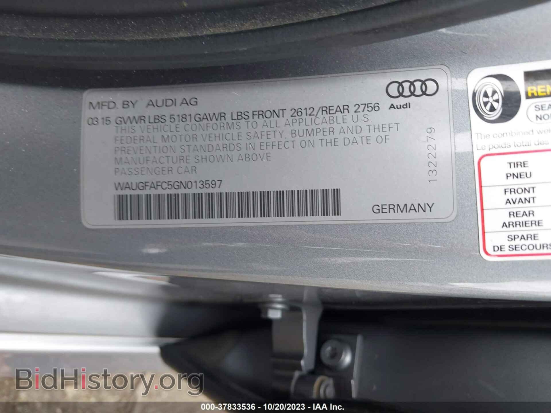 2016 AUDI A6 - VIN: WAUGFAFC5GN013597 - Фото 9