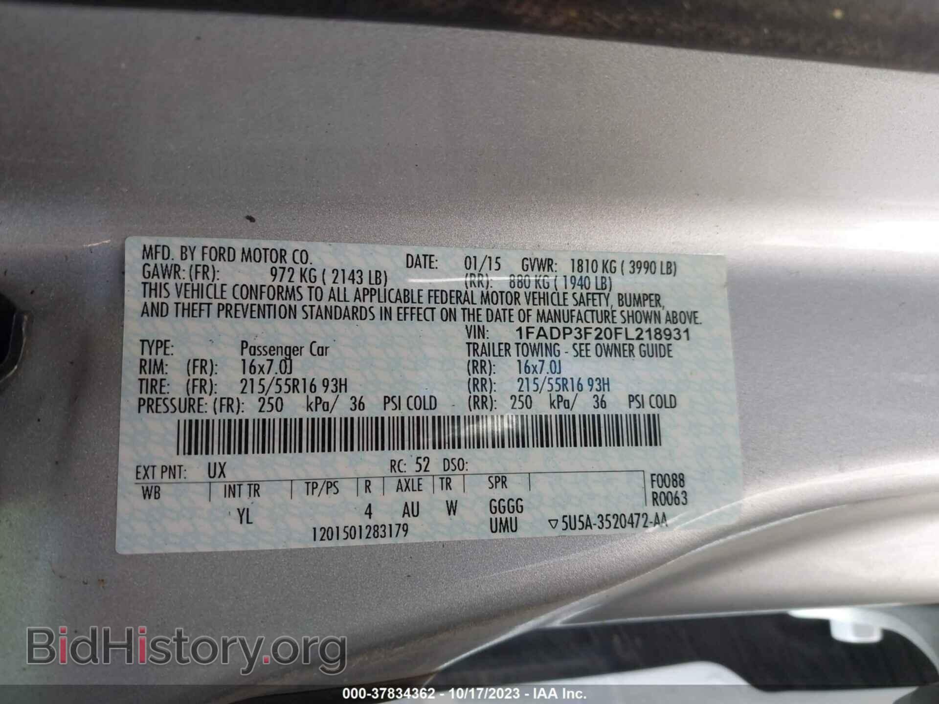 2015 FORD FOCUS - VIN: 1FADP3F20FL218931 - Фото 9