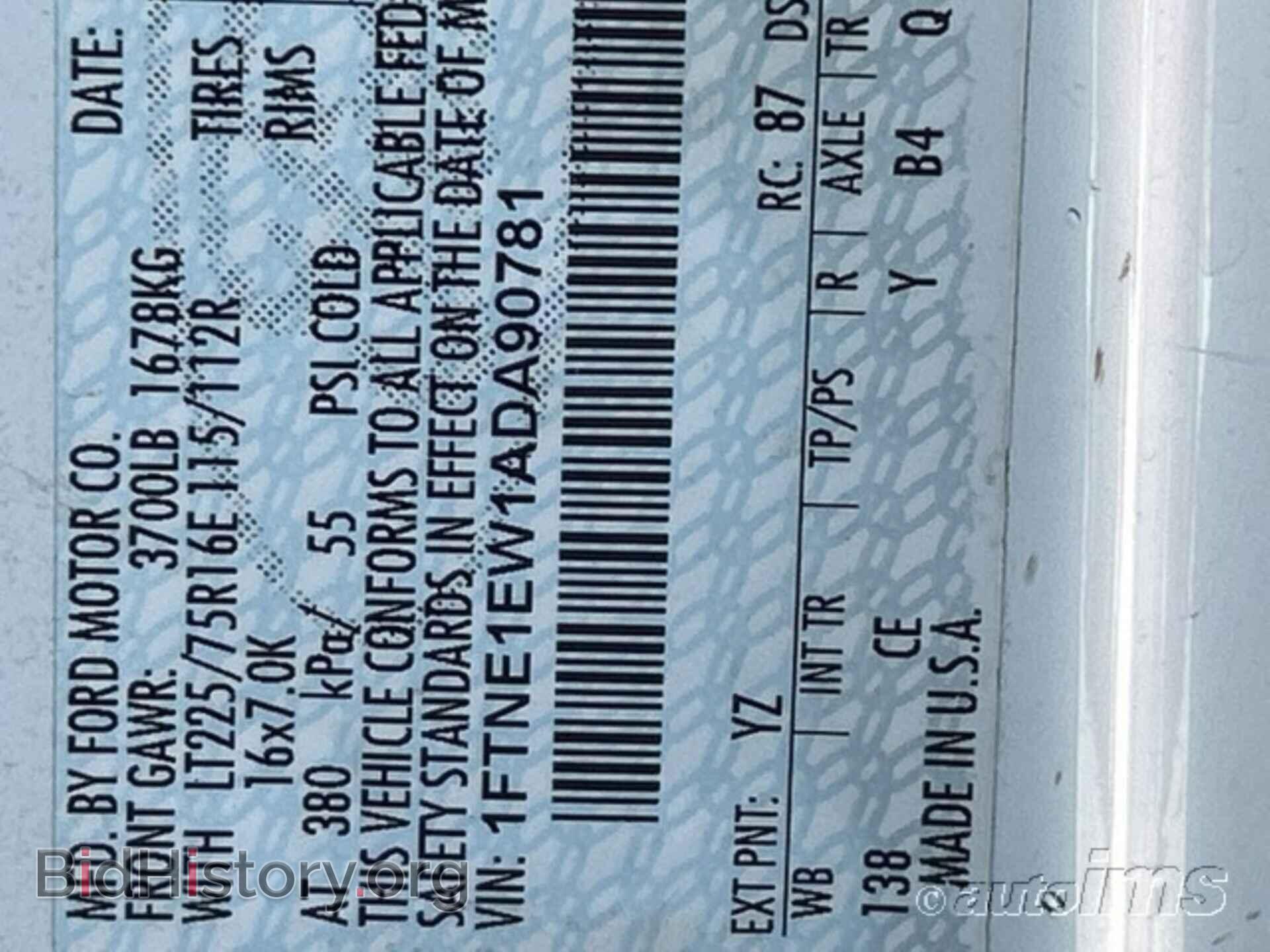 2010 FORD ECONOLINE CARGO VAN - VIN: 1FTNE1EW1ADA90781 - Фото 4