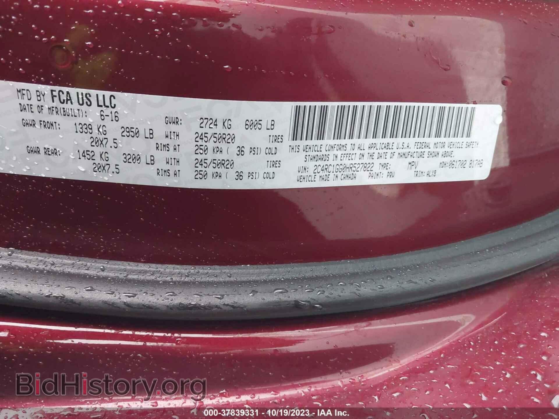 2017 CHRYSLER PACIFICA - VIN: 2C4RC1GG0HR527822 - Photo 9