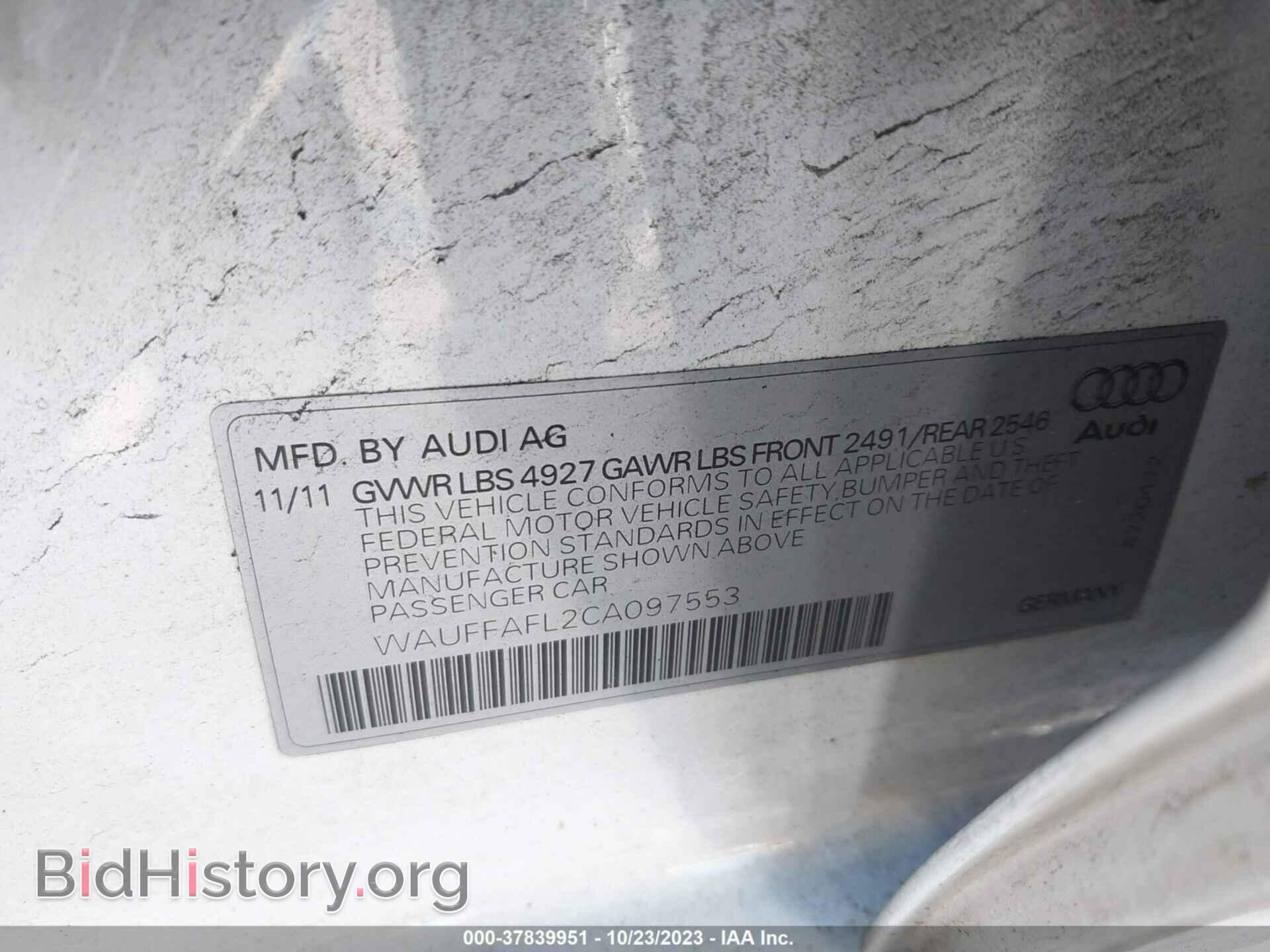 2012 AUDI A4 - VIN: WAUFFAFL2CA097553 - Photo 9