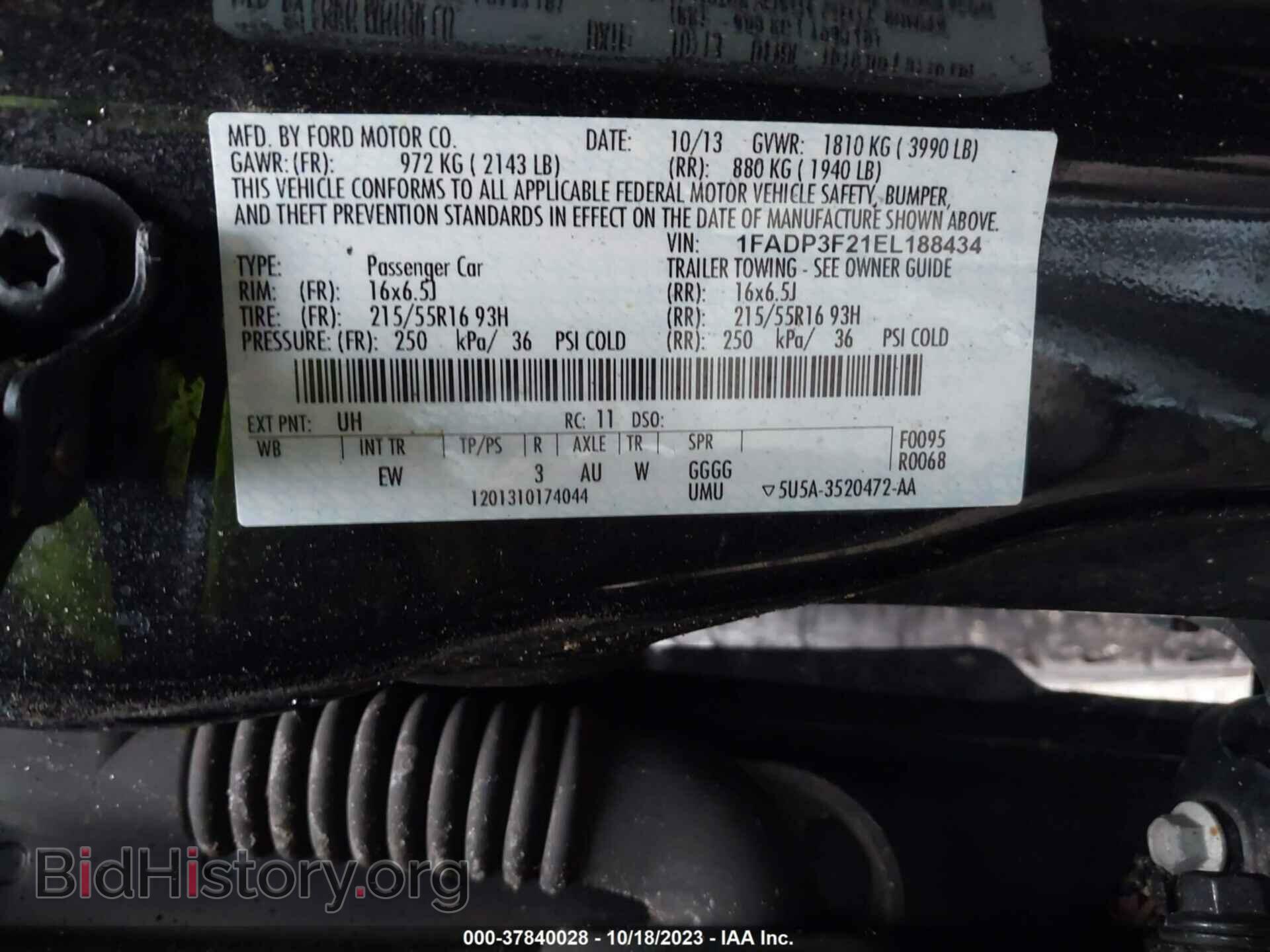 2014 FORD FOCUS - VIN: 1FADP3F21EL188434 - Фото 9