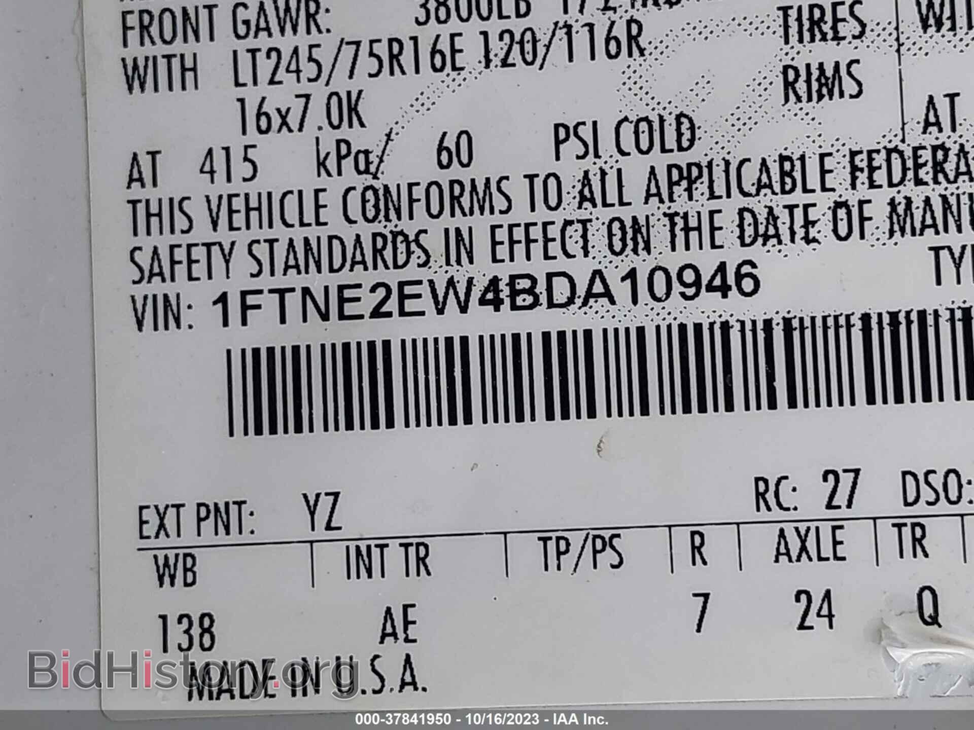 2011 FORD E-250 - VIN: 1FTNE2EW4BDA10946 - Фото 9