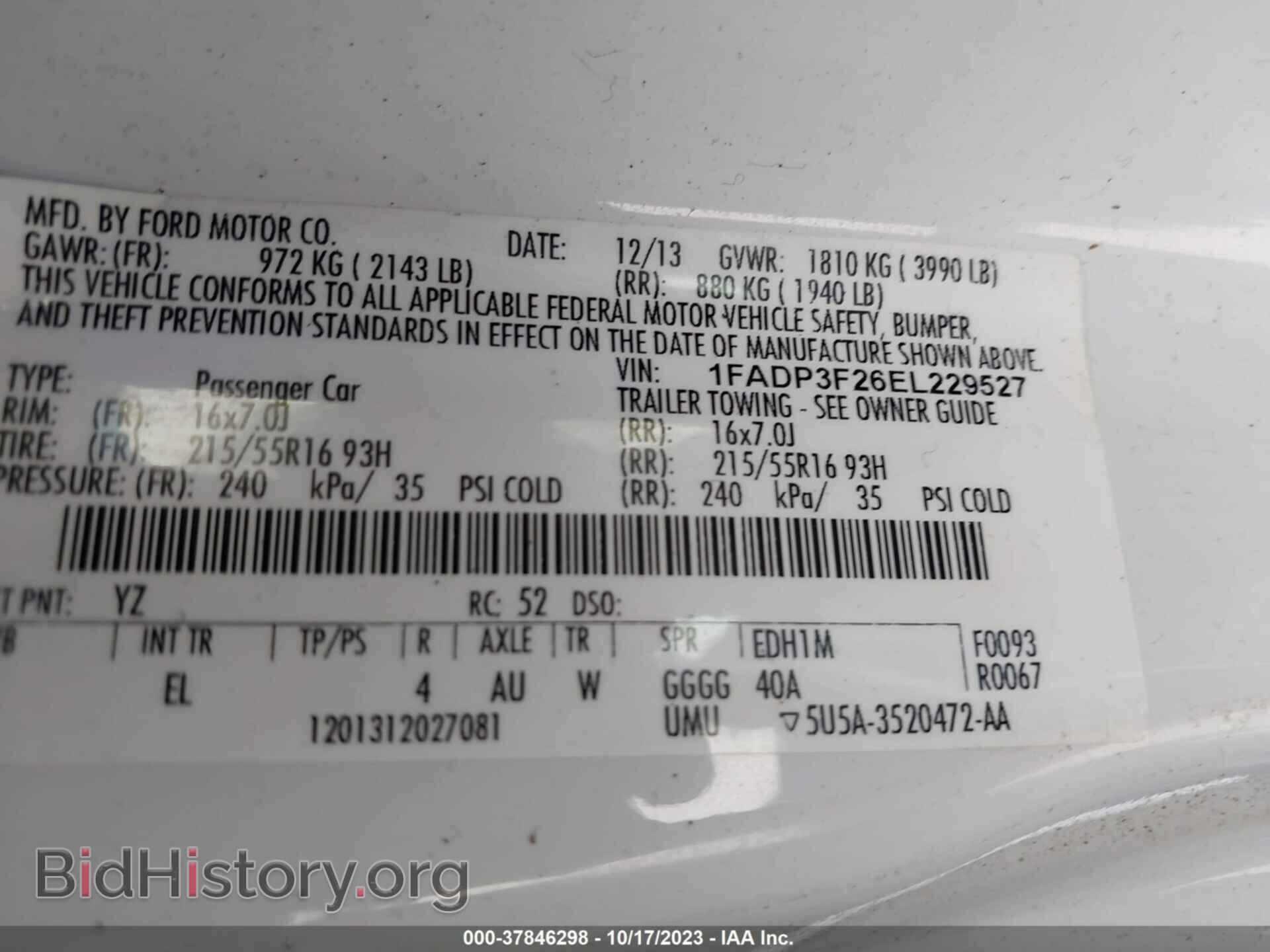 2014 FORD FOCUS - VIN: 1FADP3F26EL229527 - Фото 9