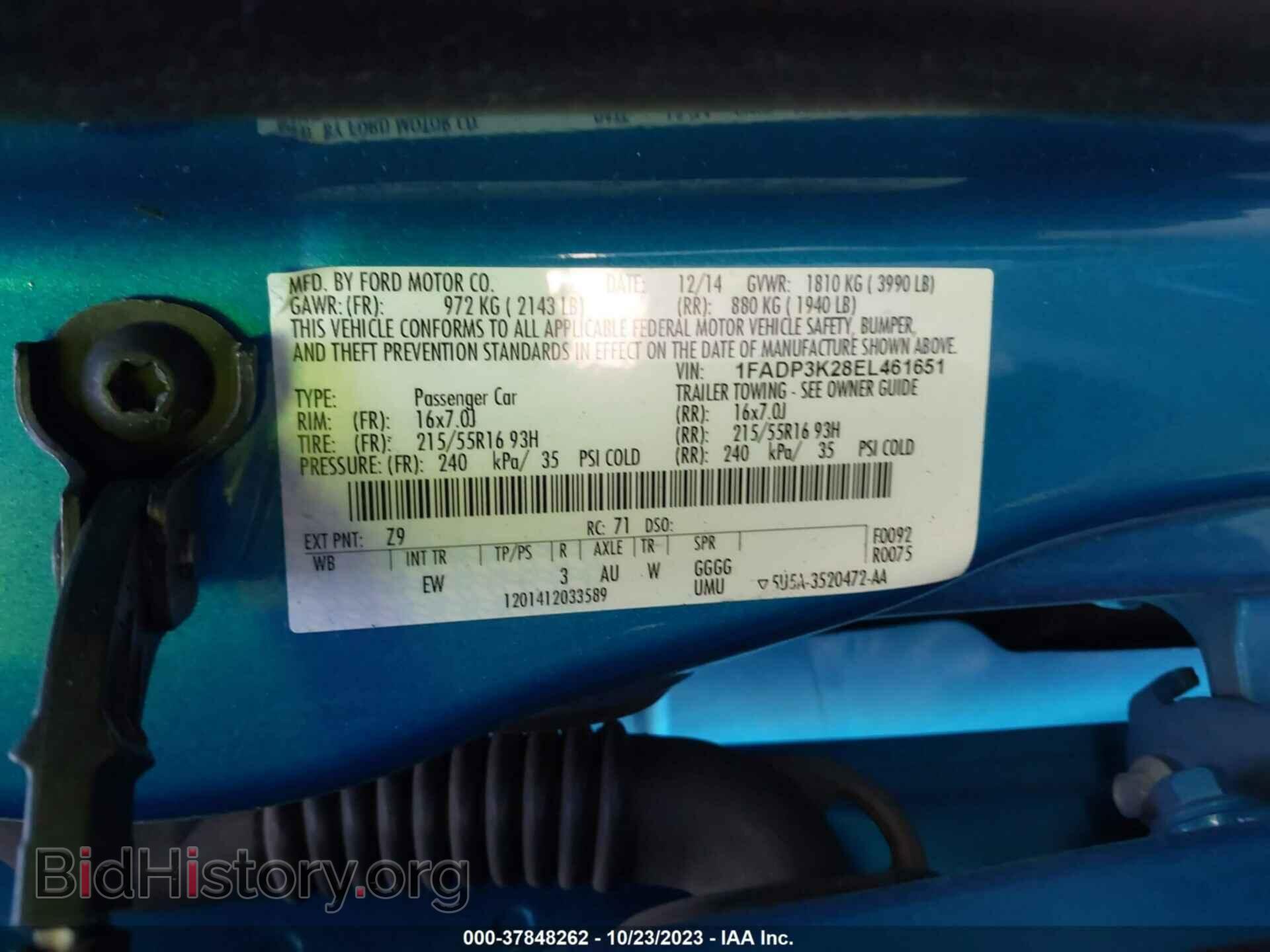 2014 FORD FOCUS - VIN: 1FADP3K28EL461651 - Фото 9