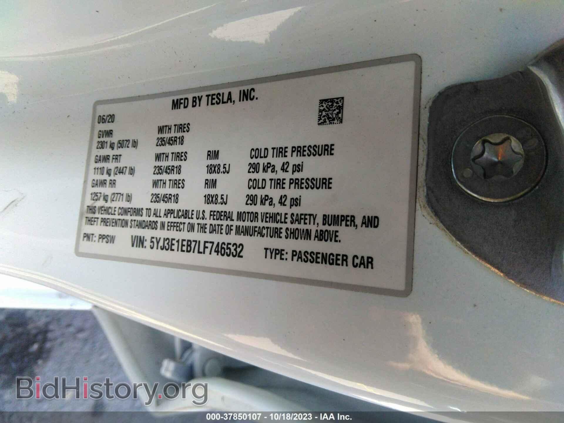 2020 TESLA MODEL 3 - VIN: 5YJ3E1EB7LF746532 - Фото 9