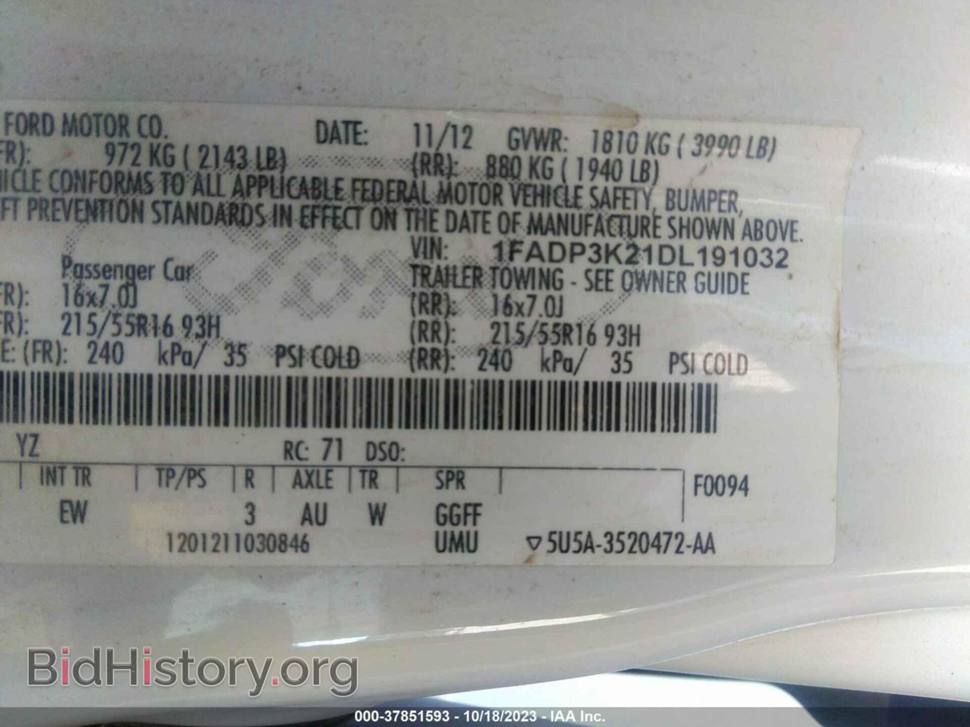 2013 FORD FOCUS - VIN: 1FADP3K21DL191032 - Photo 9