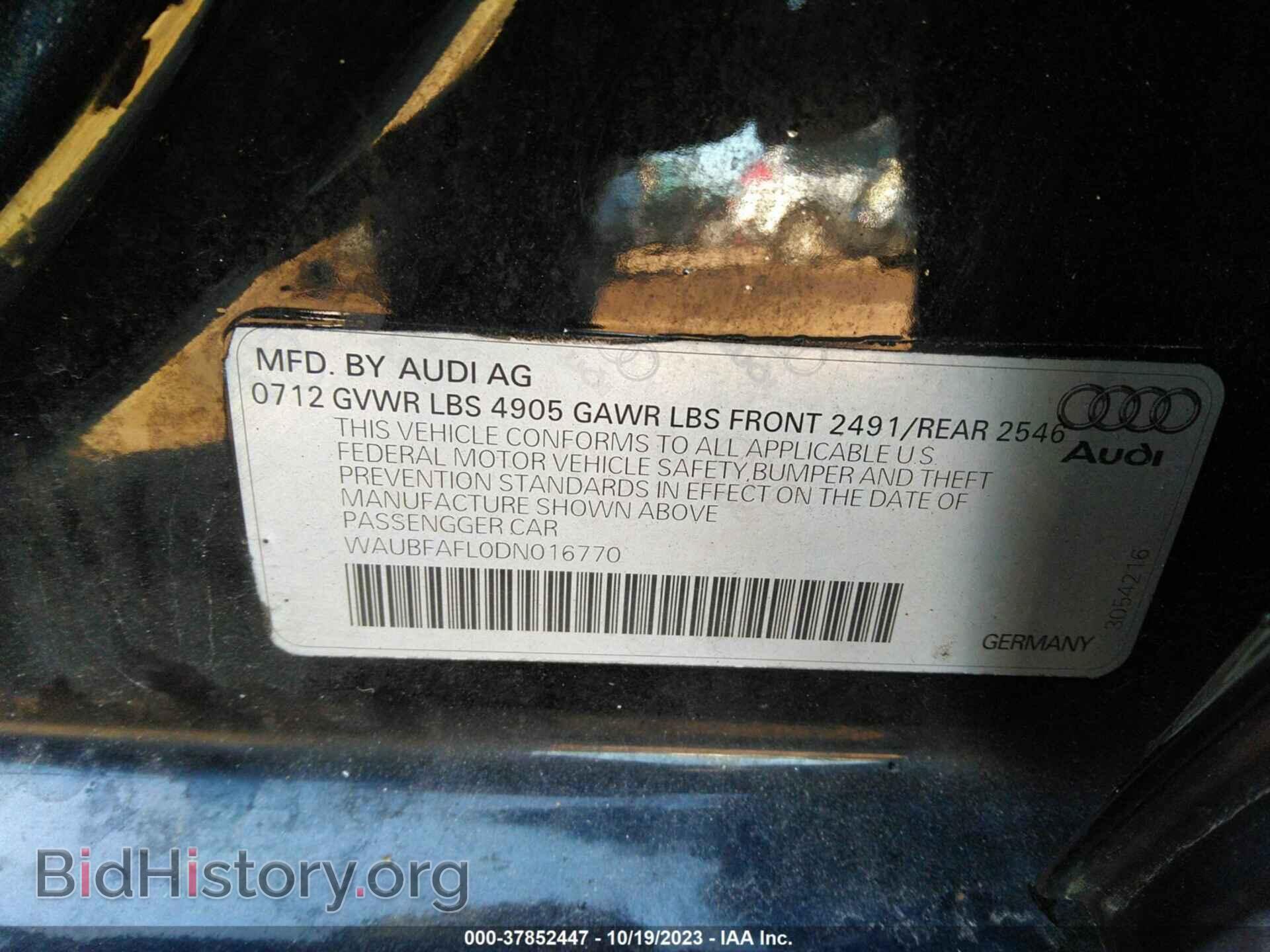2013 AUDI A4 - VIN: WAUBFAFL0DN016770 - Photo 9