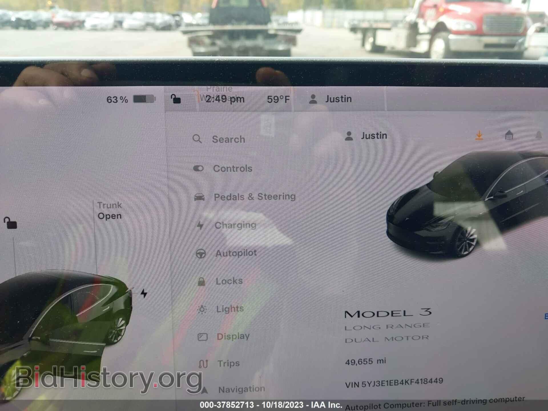 2019 TESLA MODEL 3 - VIN: 5YJ3E1EB4KF418449 - Фото 17