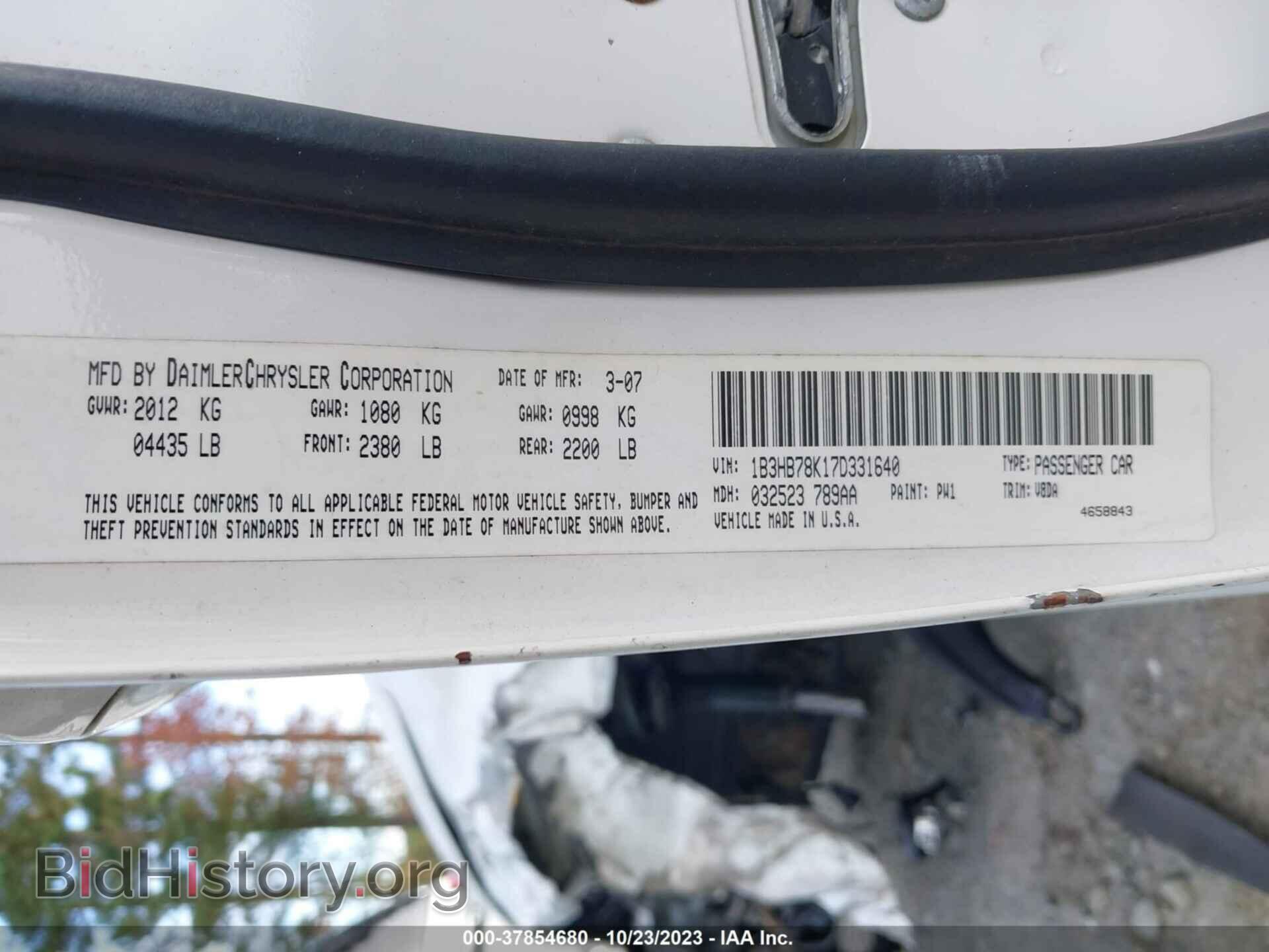 2007 DODGE CALIBER - VIN: 1B3HB78K17D331640 - Фото 9