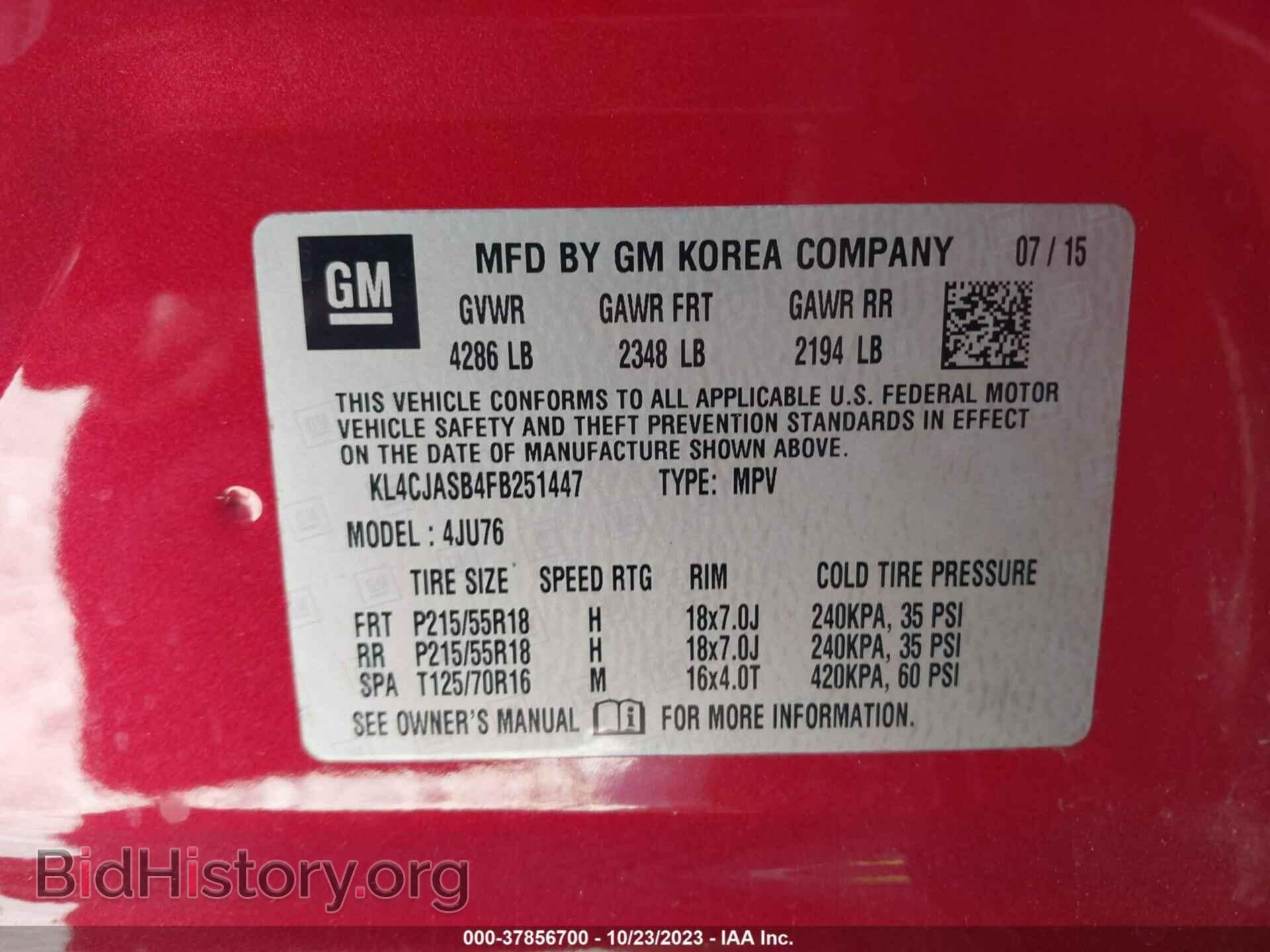 2015 BUICK ENCORE - VIN: KL4CJASB4FB251447 - Photo 9