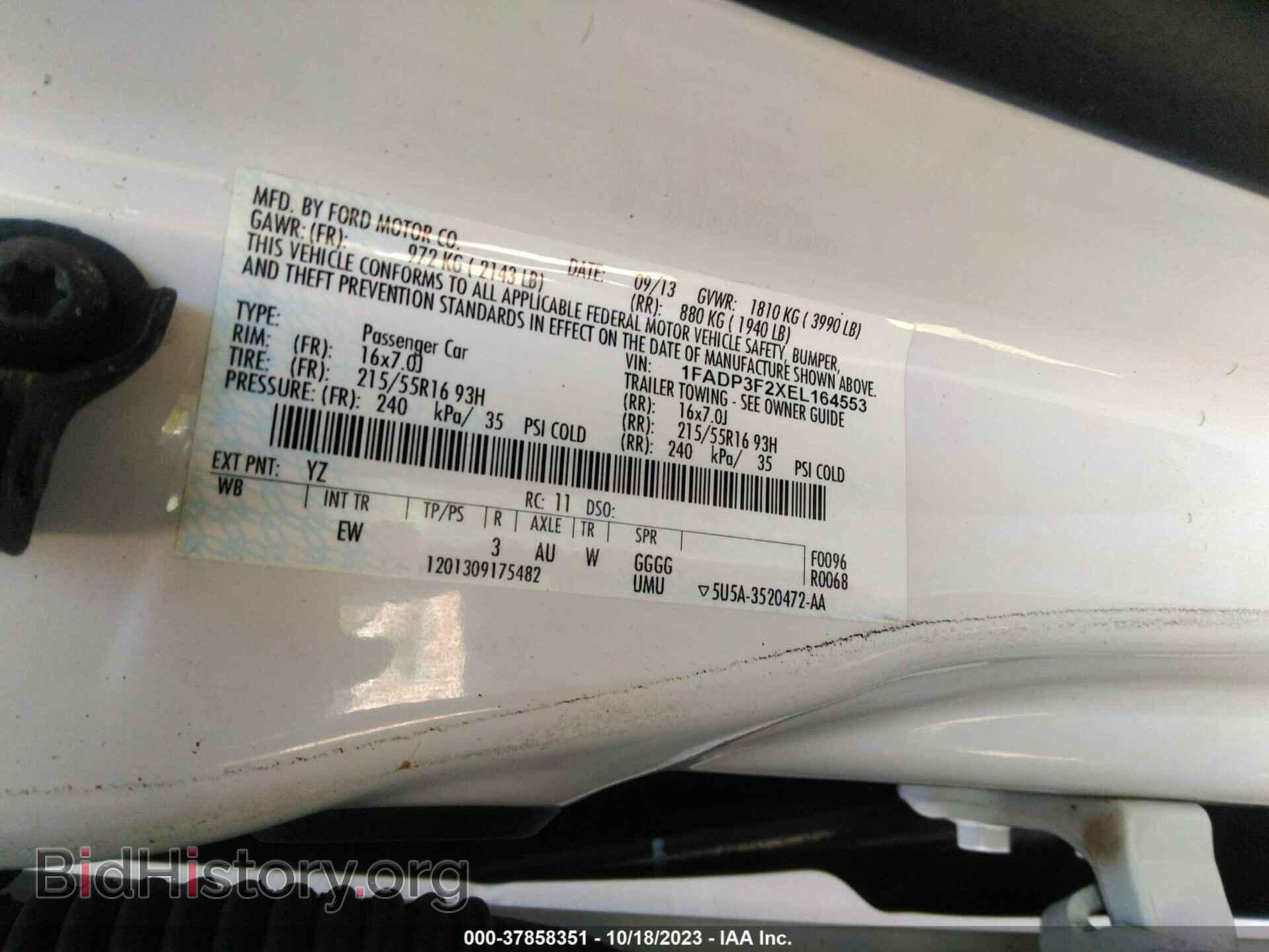 2014 FORD FOCUS - VIN: 1FADP3F2XEL164553 - Фото 9