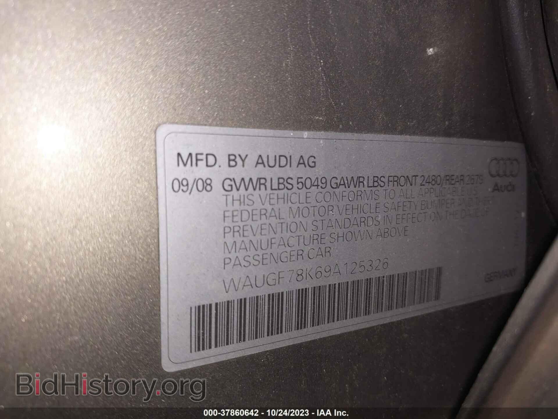2009 AUDI A4 - VIN: WAUGF78K69A125326 - Фото 9